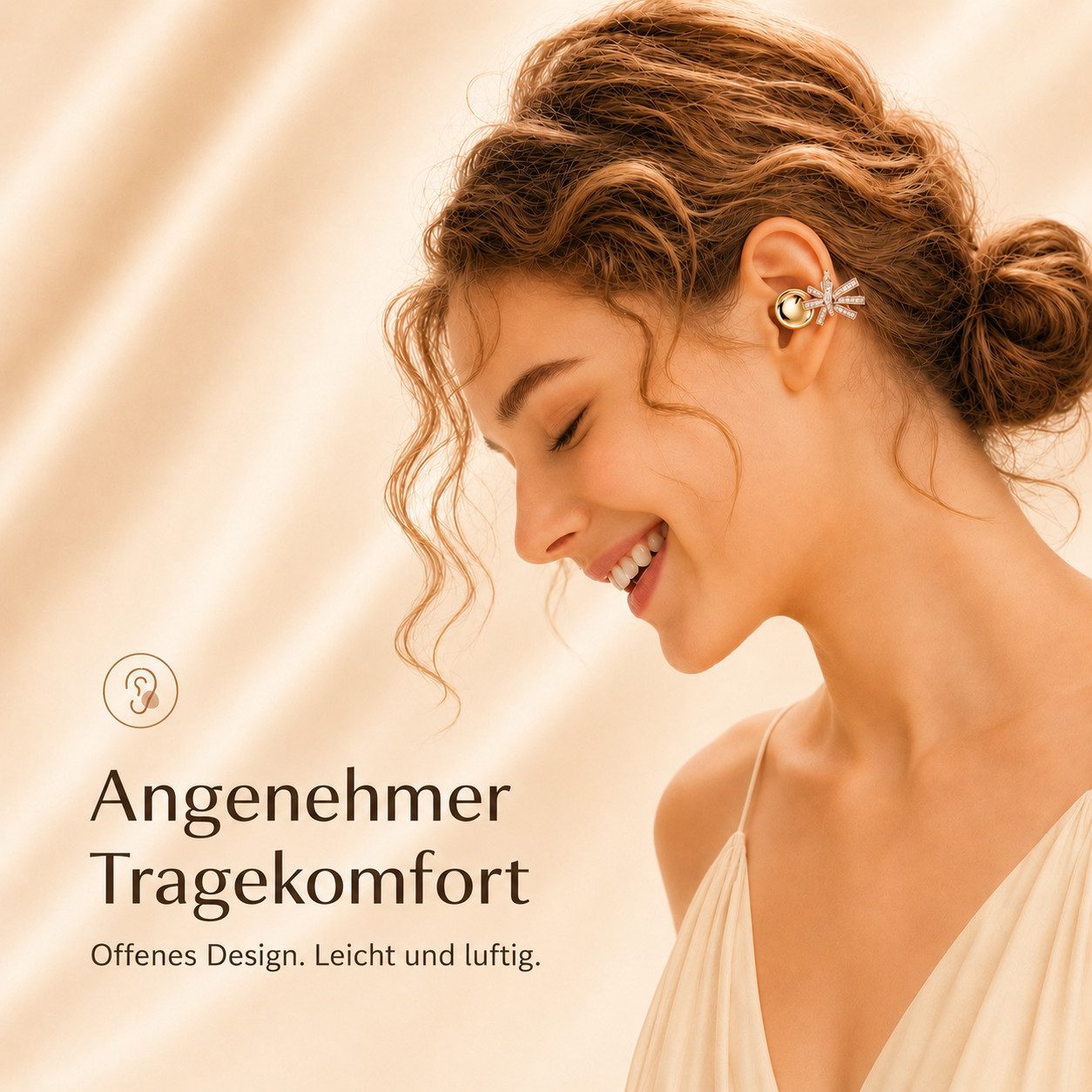 Futicare Kabellose Clip-On Bluetooth Kopfhörer mit Mikrofon,30 Std. Akku, IP56, Open-Ear-Kopfhörer (Bluetooth 6.0 Ohrclip Earbuds mit Spiegel-Ladebox, LED-Licht – Bild 5 von 5