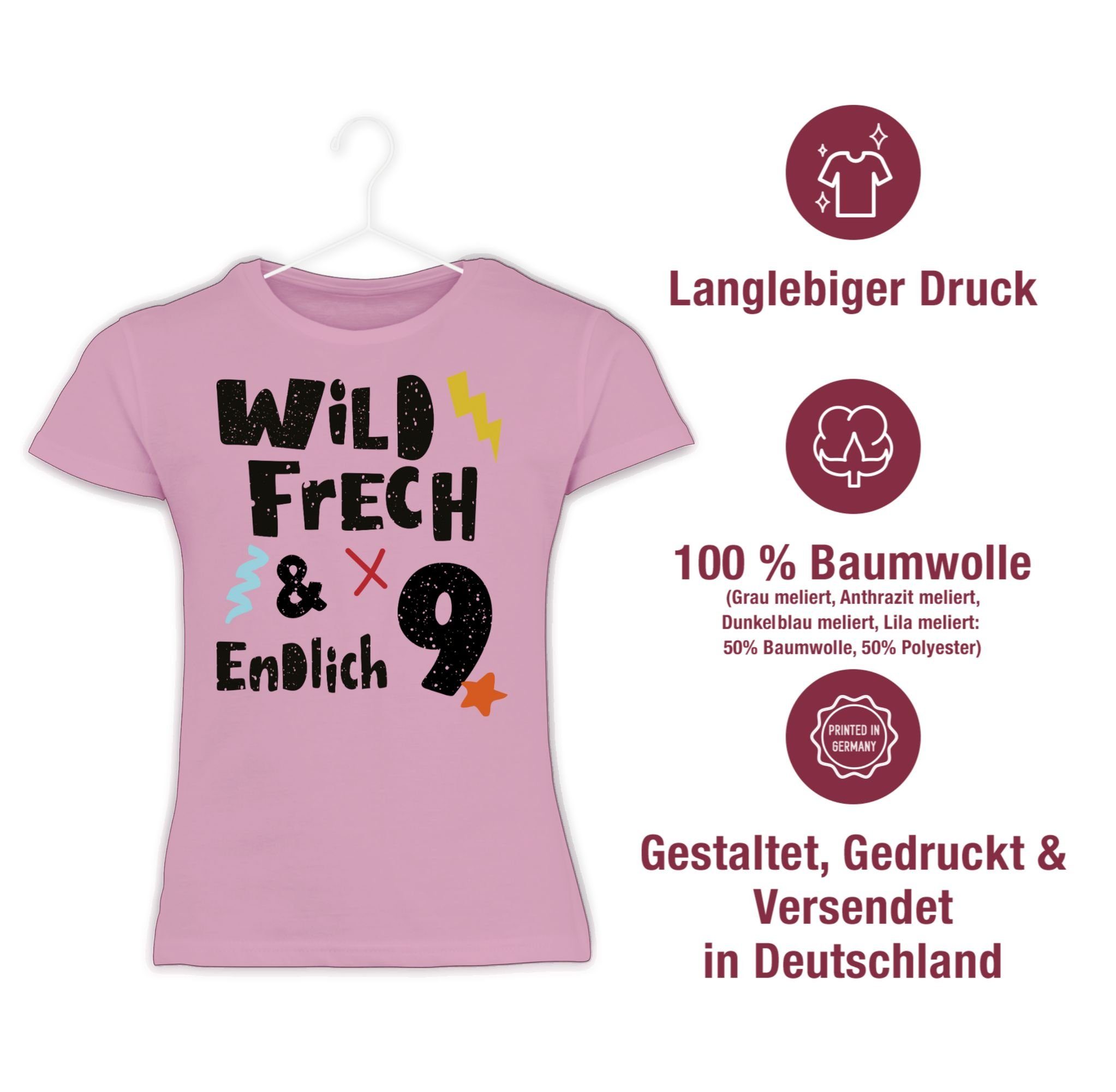 Jahre Rosa Wunderbar T-Shirt und Shirtracer Wild endlich Geburtstag 2 9. frech - 9 neun