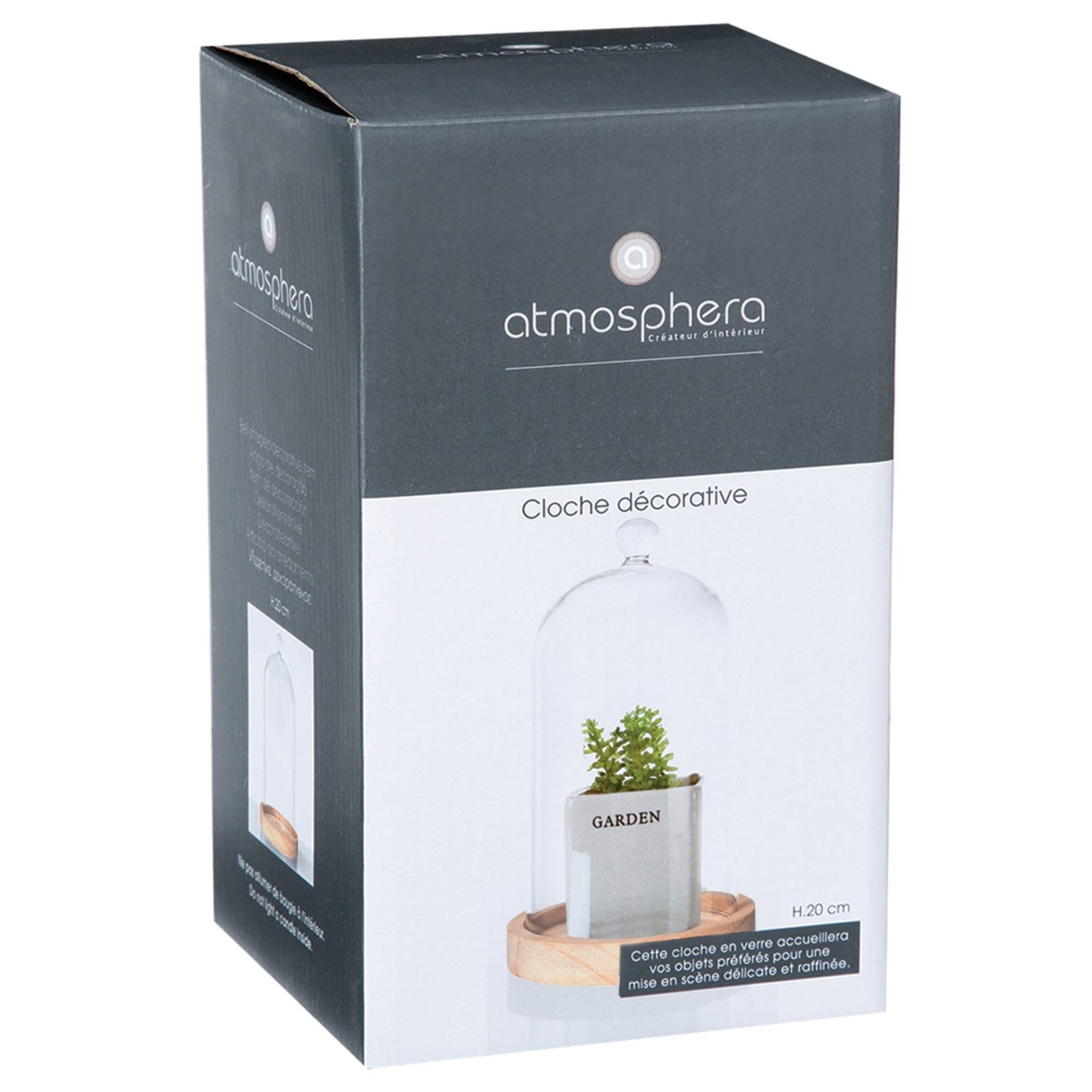 Atmosphera Créateur d'intérieur Dekoobjekt Glaskuppel mit Holzbasis, Ø 11 cm (Deko-Objekt, Deko-Objekt)