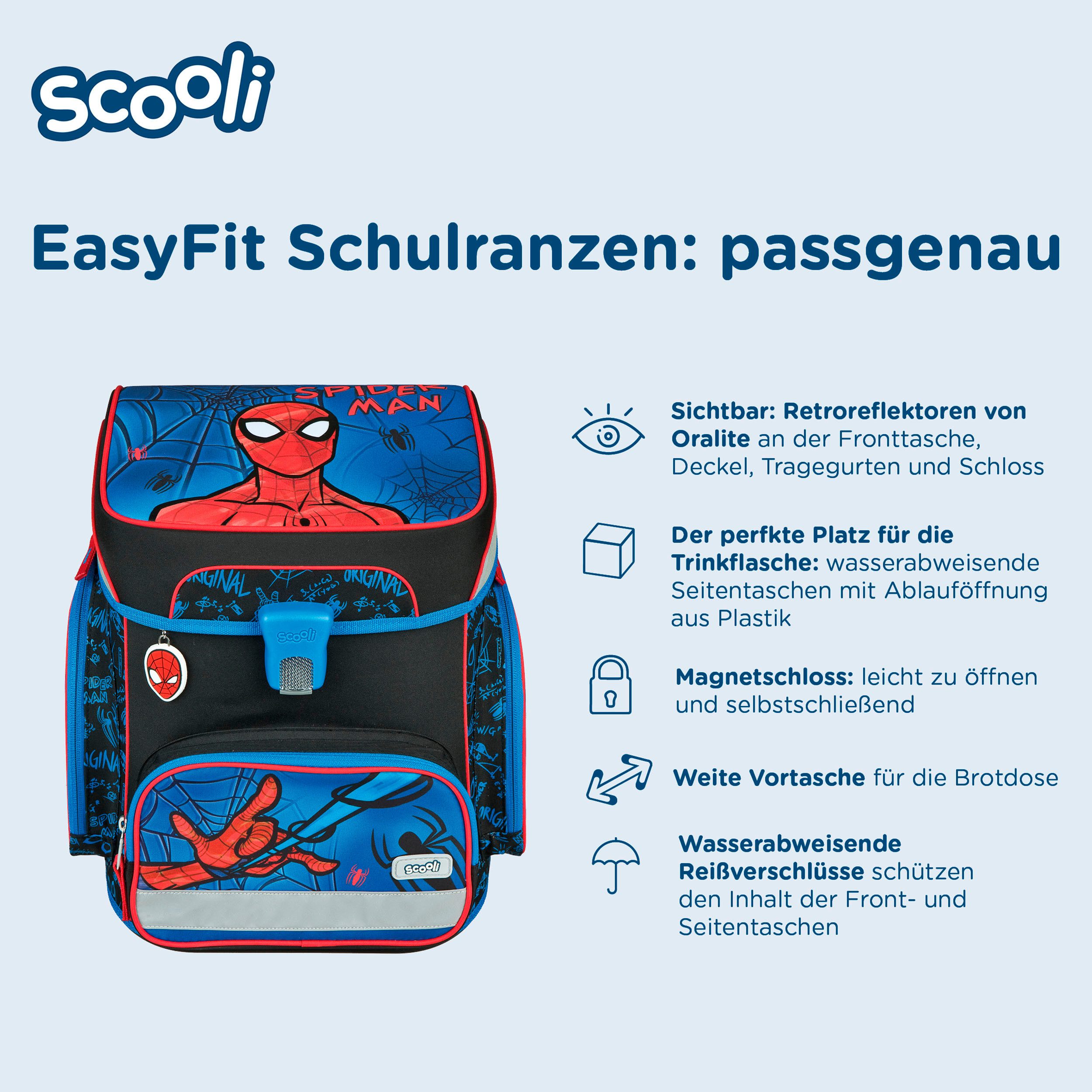 Scooli Schulranzen EasyFit, Spider-Man (Set, 5-tlg)