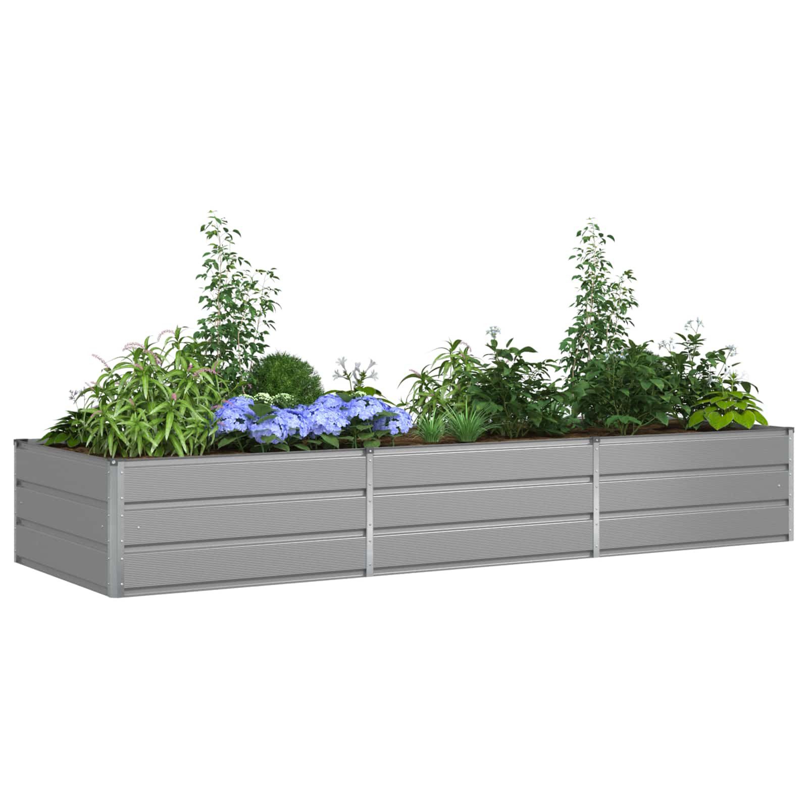 vidaXL Blumentopf Pflanzkübel Hellgrau 290 x 100 x 45 cm Verzinkter Stahl (1 St)