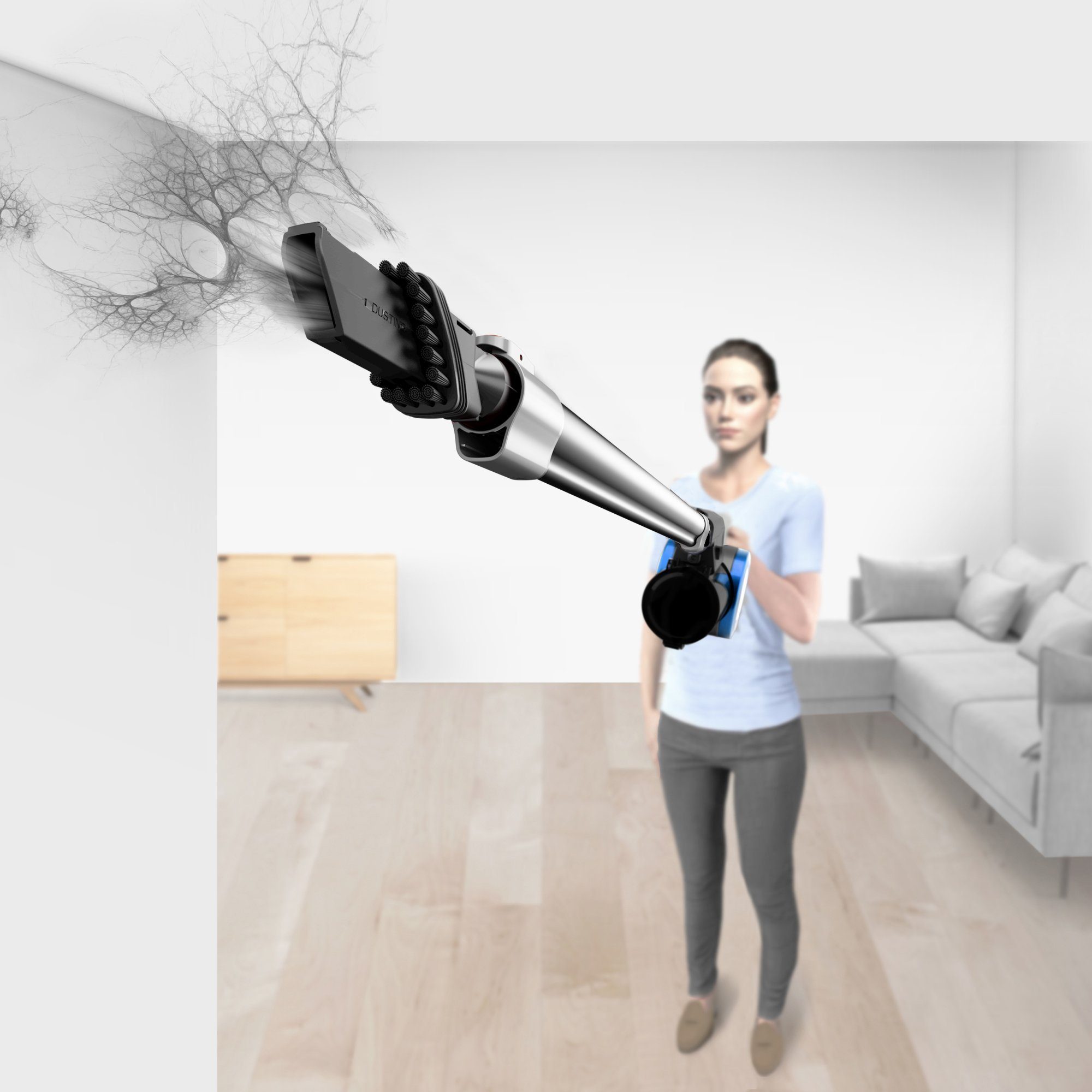 TurboTronic by Z-Line Akku-Hand-und Stielstaubsauger 8 kpa, 45 Min. Laufzeit, ultra-Leichtgewicht Boden Staubsauger, 120 W, beutellos, kabelloser Handsauger mit Wandhalterung