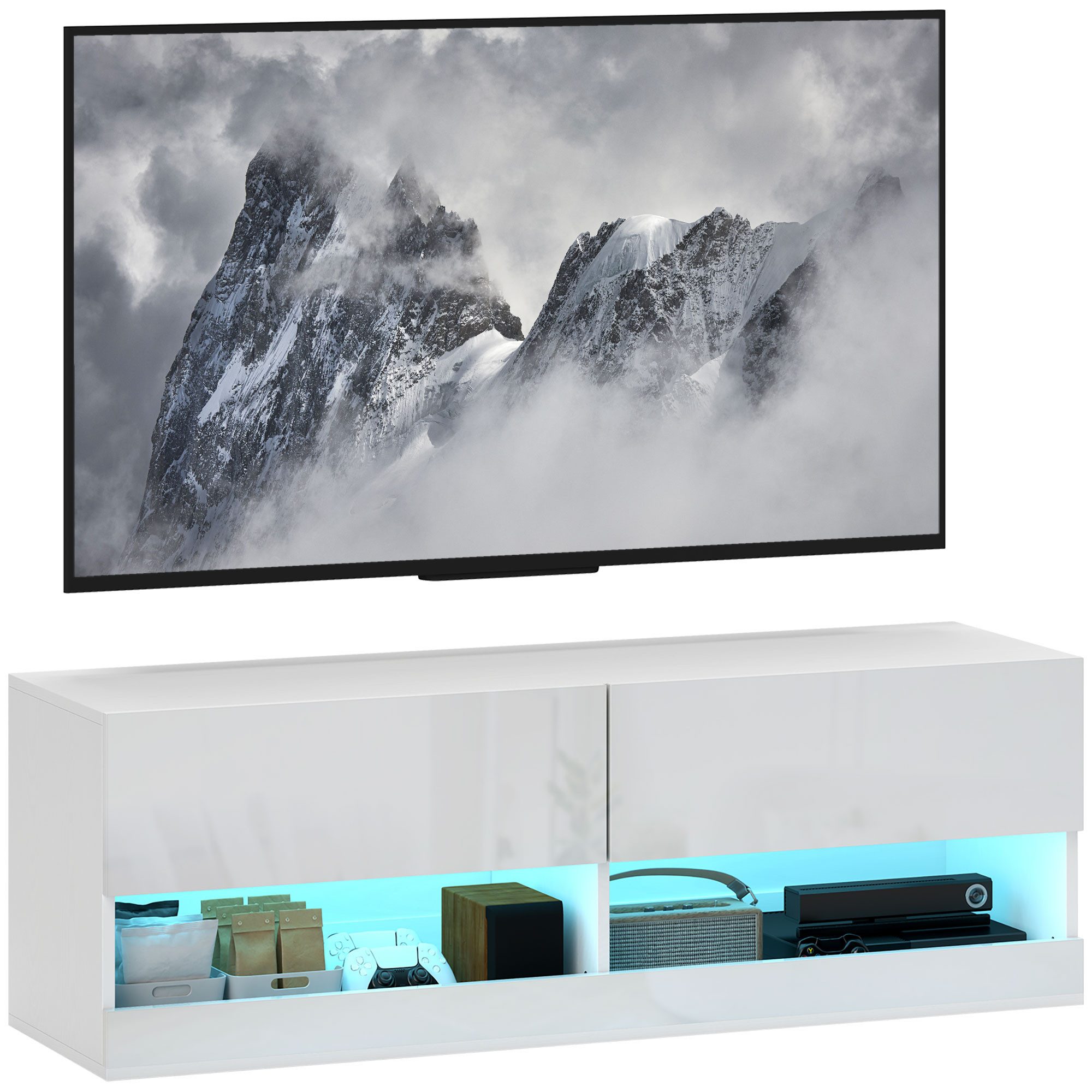 HOMCOM TV-Board TV-Hängeschrank mit bunter LED-Beleuchtung, günstig online kaufen