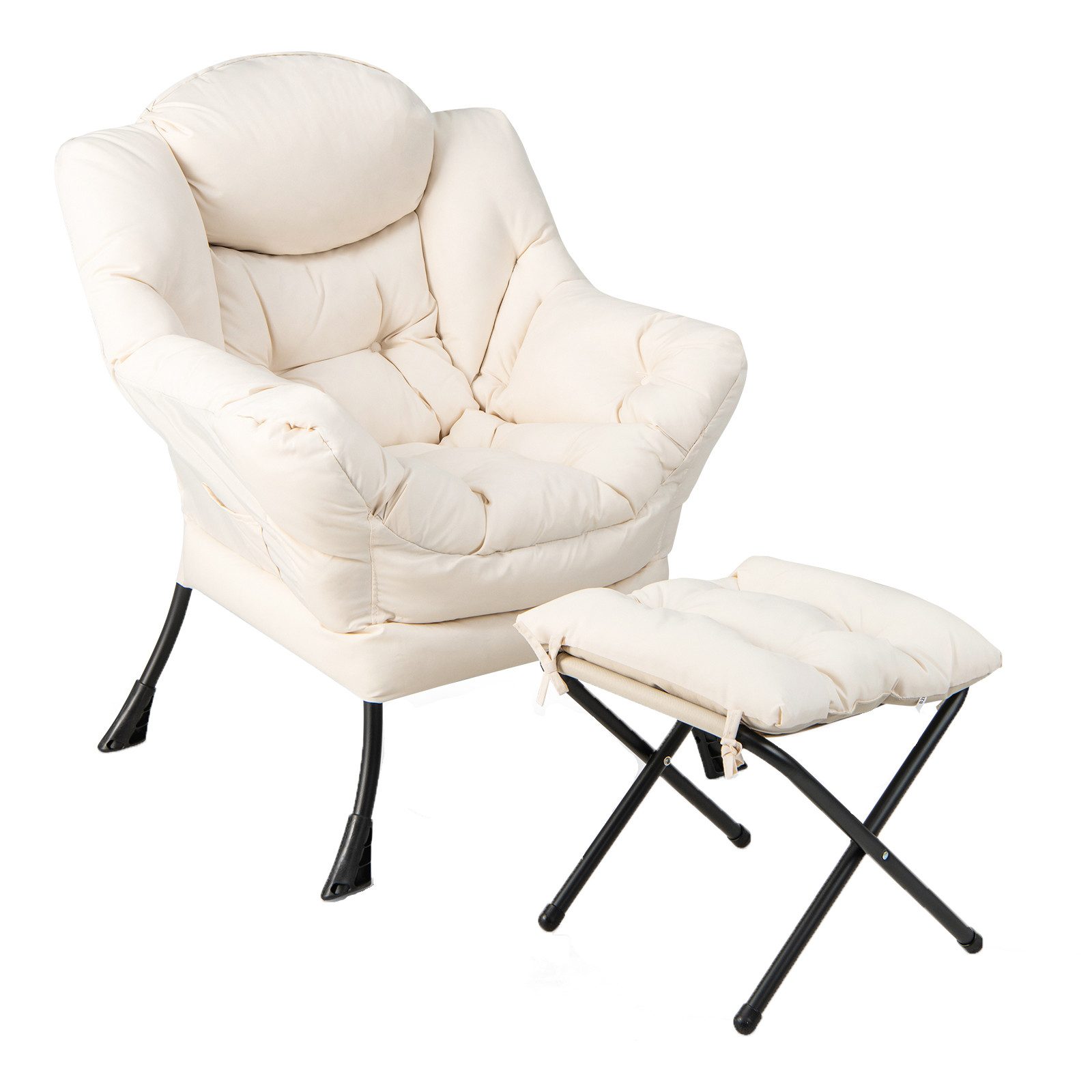 COSTWAY Relaxsessel Ohrensessel mit Hocker, 150kg günstig online kaufen
