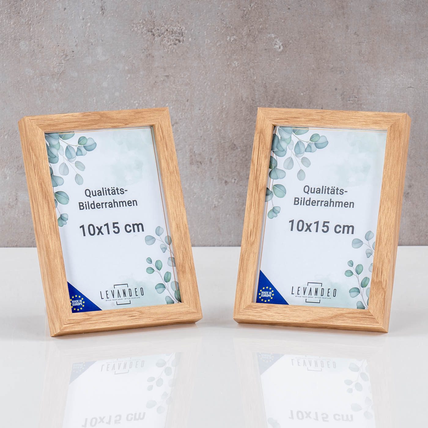 Levandeo® Bilderrahmen, 2er Set Portrait Bilderrahmen Made in EU 10x15 Eich günstig online kaufen