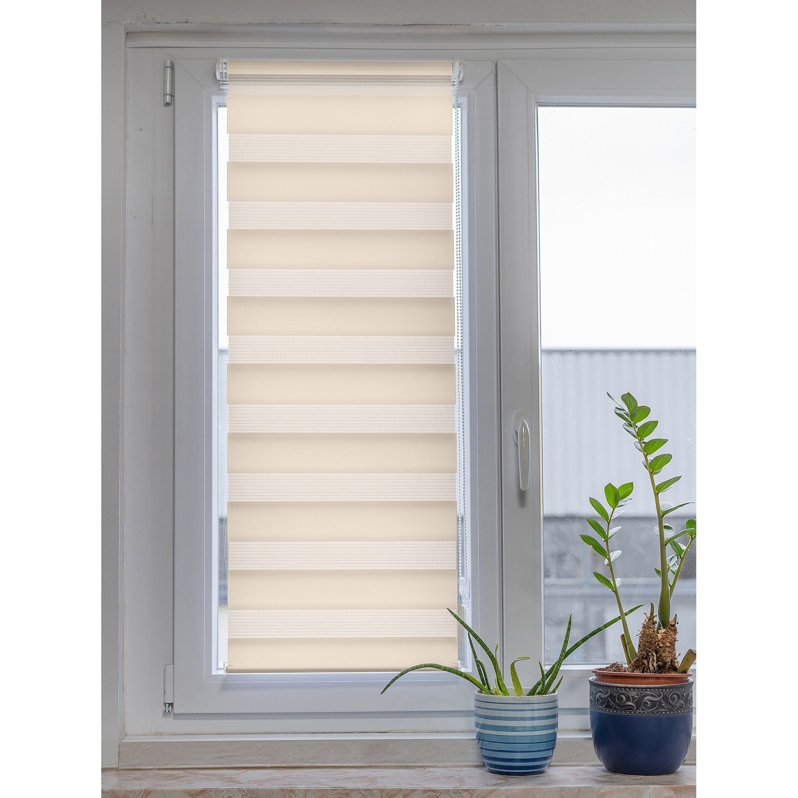 Doppelrollo Doppelrollo uni halbtransparent, HTI-Living, Marisol, Klemmfix 100 Bohren, x Beige 150 ohne