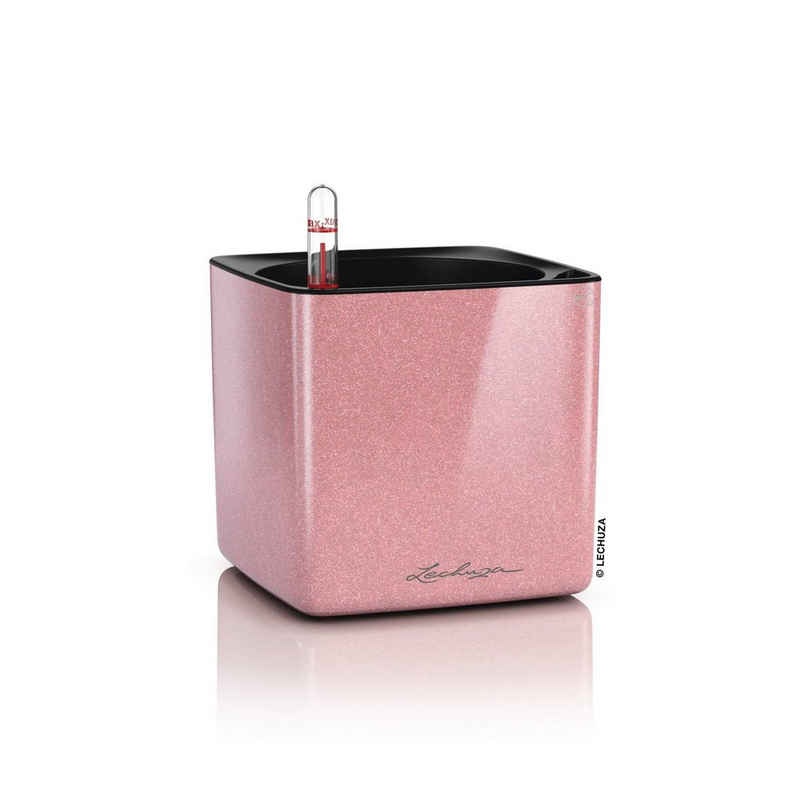 Lechuza® Blumentopf Cube Glossy Kiss 14 cashmere cream highgloss glitter rosa (1 St)