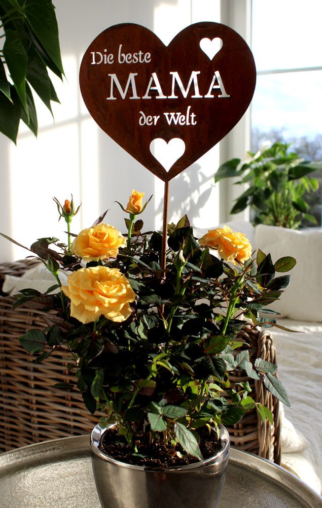 LB H&F Lilienburg Dekofigur Geschenk Mutter Mama Muttertag Geburtstag Ideen (Muttertagsgeschenk Frau Garten Rosen Blumenstrauss Figur von Tochter Sohn Geschenkidee Liebe Herzfigur Dekoherz Rostherz Weihnachten Muttertagsherz Gartendeko Tischdeko Fensterdeko Rostdeko Rost basteln diy Herzdeko Aufsteller Blumenstecker Blumenstab Gartenstecker Mitbringsel Blumendeko, Geburtstagsgeschenk 40 50 60 70 80 90 100 Mamatag Dekofigur), Rostherz BESTE MAMA DER WELT