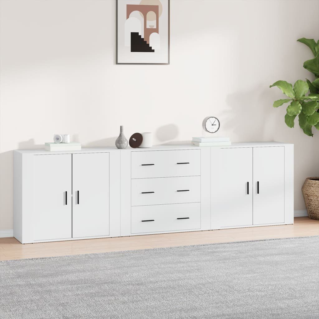 vidaXL Sideboard Sideboards 3 Stk. Weiß Holzwerkstoff (3 St)