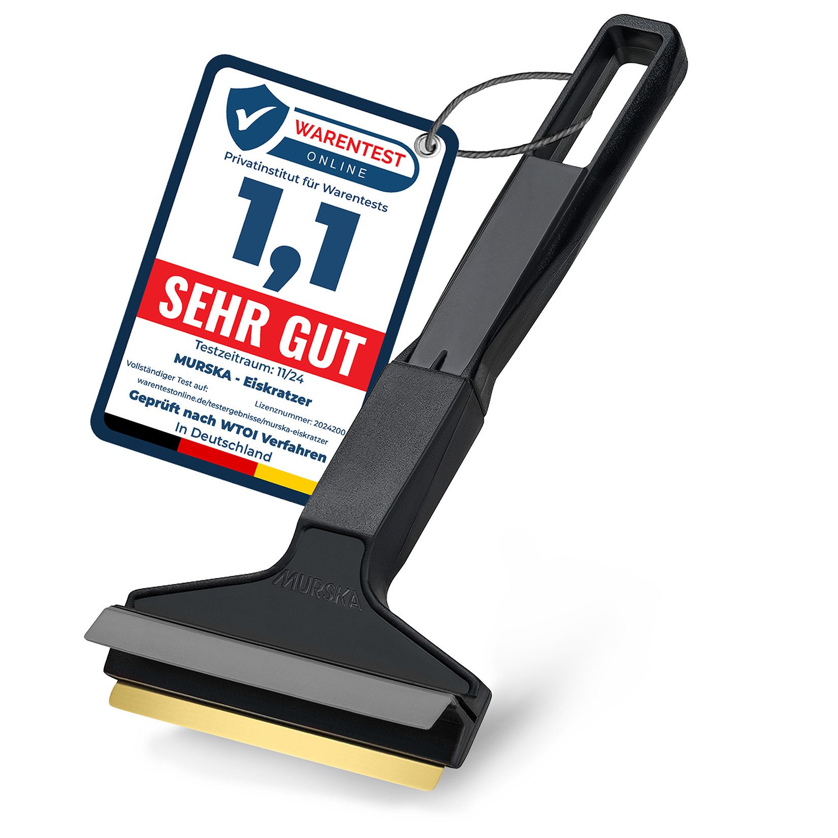 L & P Car Design Eiskratzer Auto Messing - schnell & mühelos - Profi Scheibenkratzer Auto 21cm aus Premium HIPS - Messingklinge & Gummilippe - Murska aus Finnland