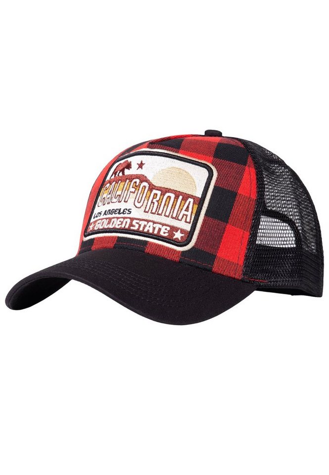 KingKerosin Trucker Cap California mit Karo-Front und Frontpatch