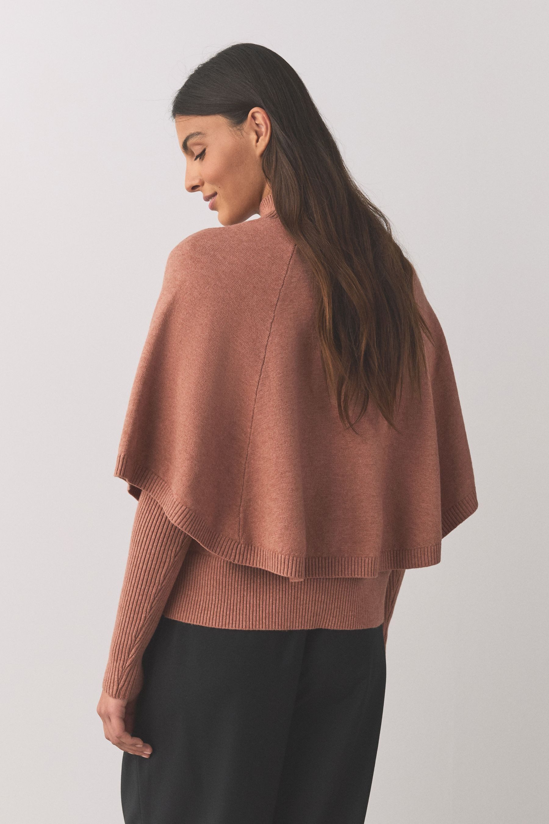 Next 2-in-1-Pullover Gestrickter Poncho mit vorgetäuschten Lagen (1-tlg)