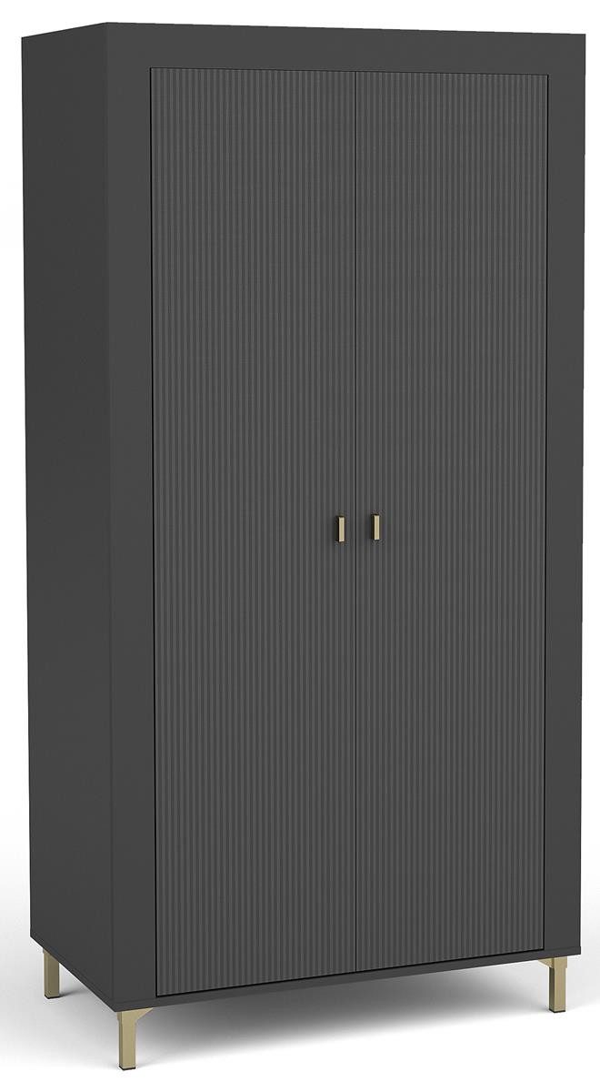 Compleo Kleiderschrank mit 2 Türen TRENDS, Modern Wohnzimmer gerifflete Front
