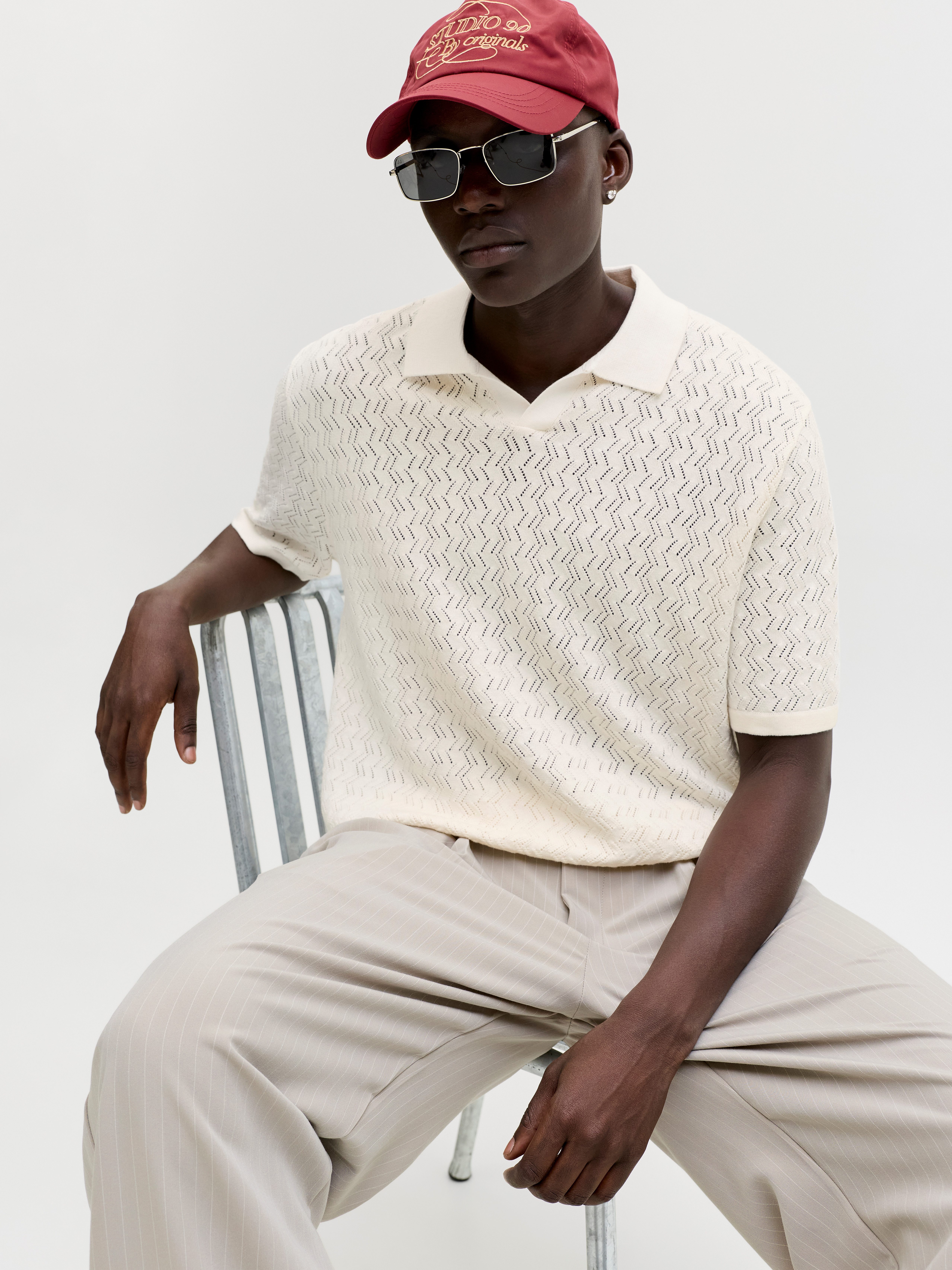 Jack & Jones Polokragenpullover JORTYLER KNIT SS SPLIT NECK POLO SN Baumwollmischung, regular fit