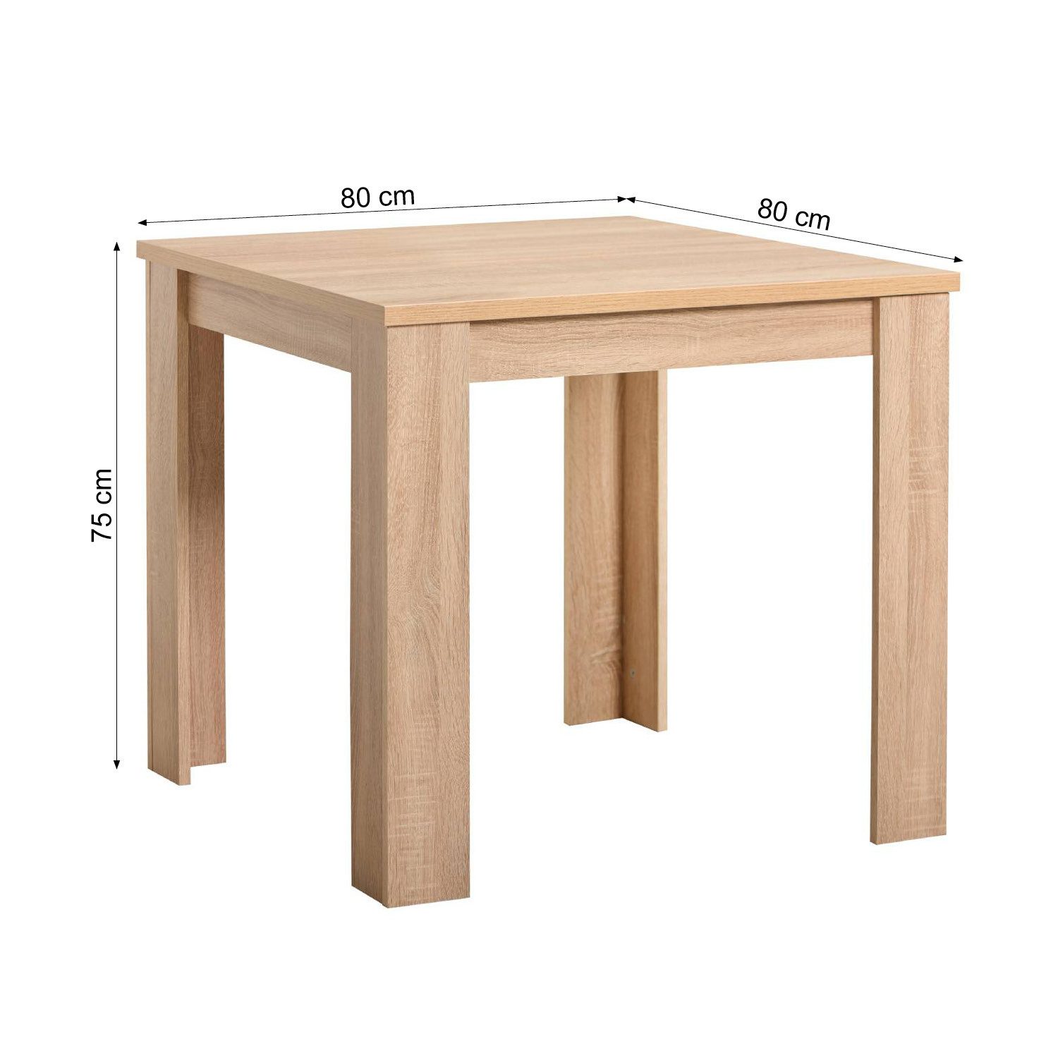 Homestyle4u Esstisch Esszimmertisch Holztisch Küchentisch Massiv Weiß / Eiche klein Küche, 80x80