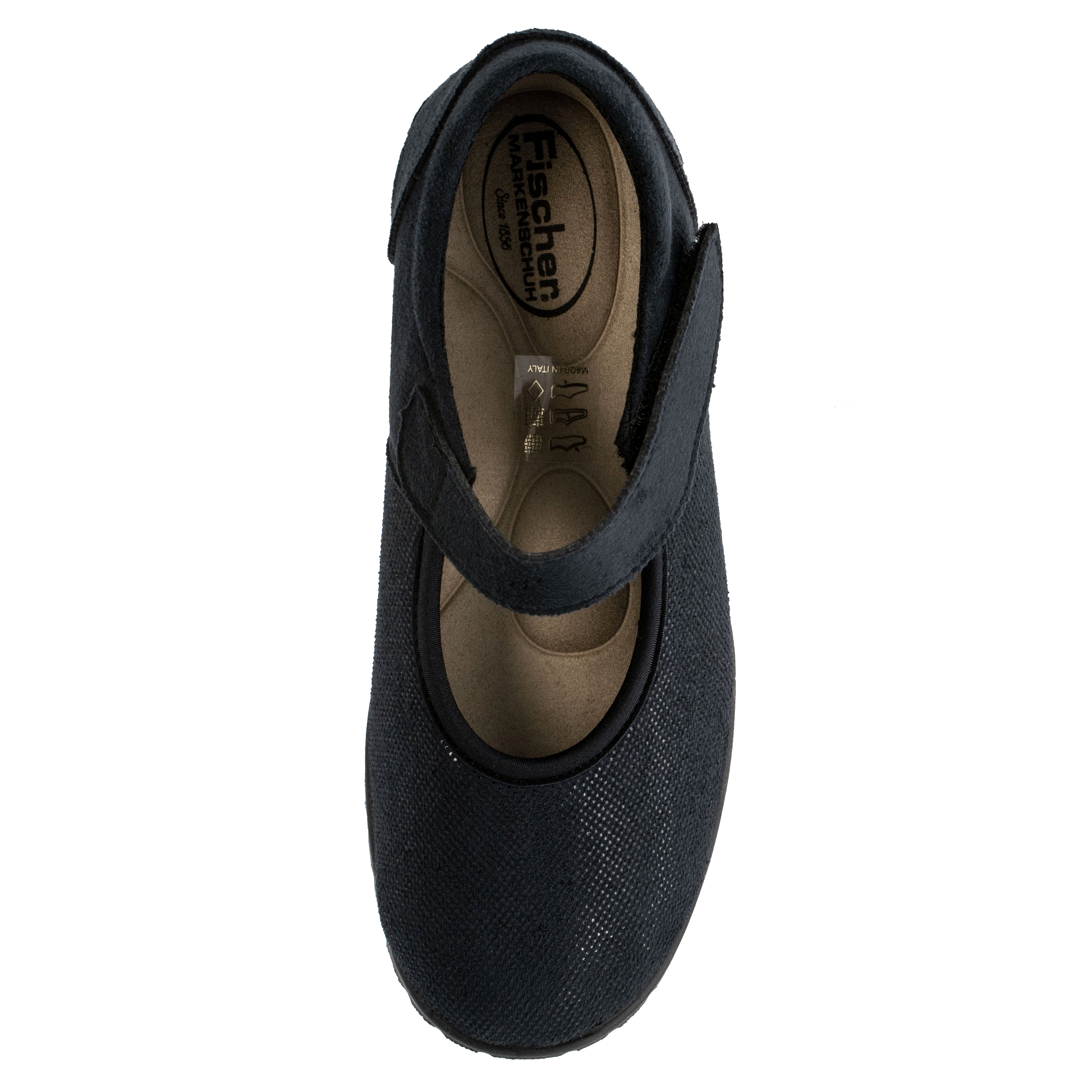 Fischer-Markenschuh Birgit Ballerina aus Stretchmaterial, Ledereinlegesohle herausnehmbar, Gummi-Laufsohle