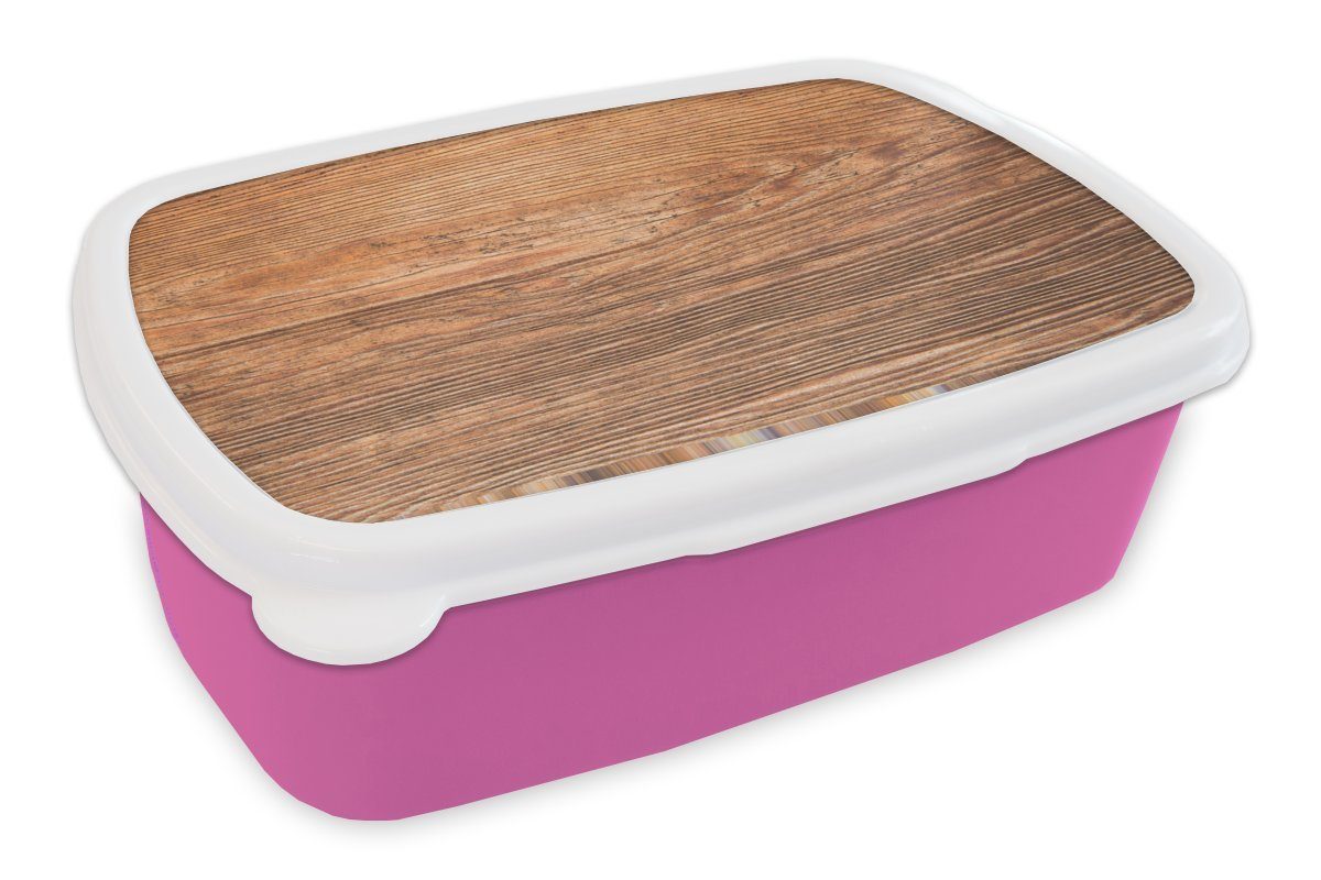 MuchoWow Lunchbox Die Holzstruktur eines Brettes, Kunststoff, (2-tlg), Brotbox für Erwachsene, Brotdose Kinder, Snackbox, Mädchen, Kunststoff rosa