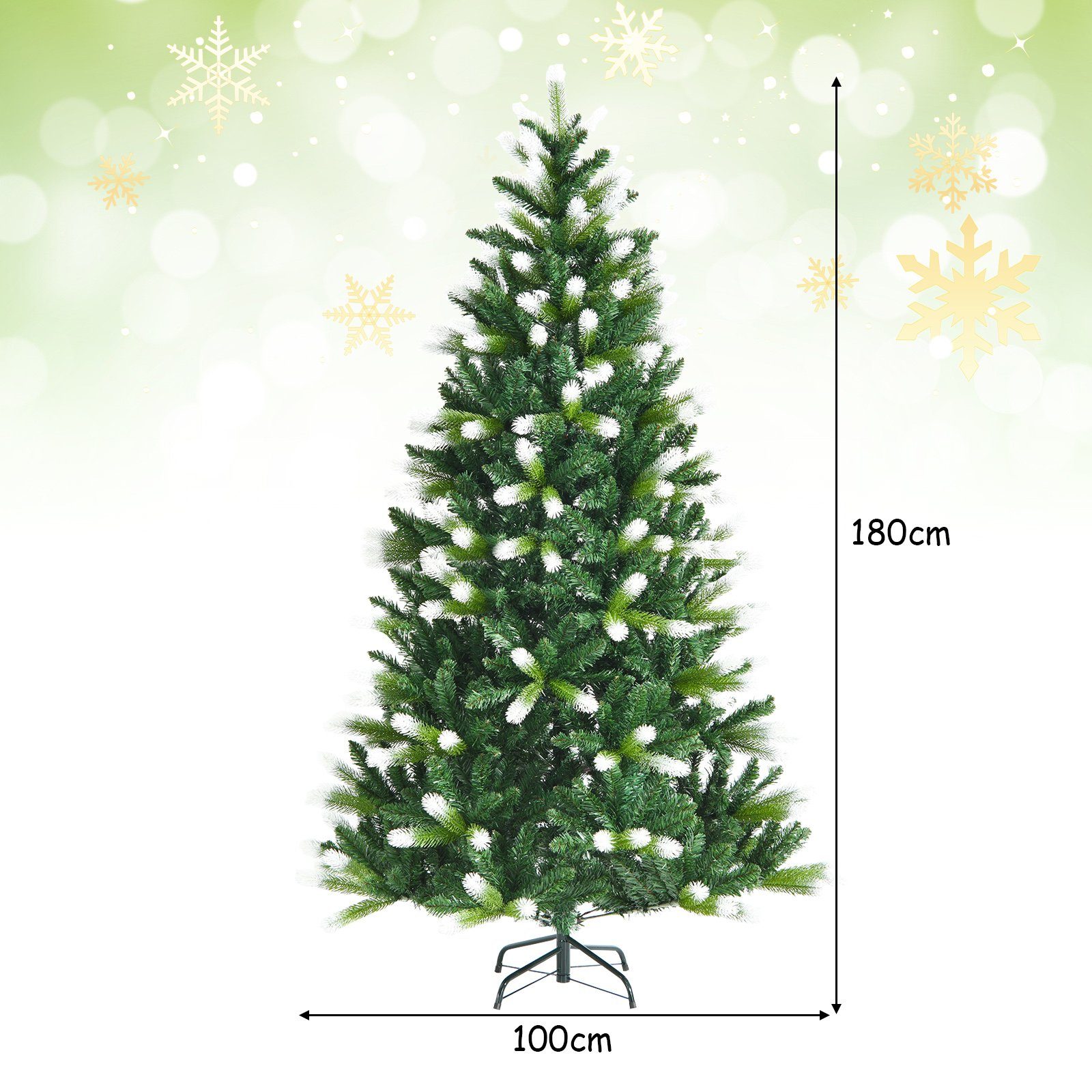COSTWAY Künstlicher Weihnachtsbaum, mit Ständer 850 klappbarer PVC-Zweigen