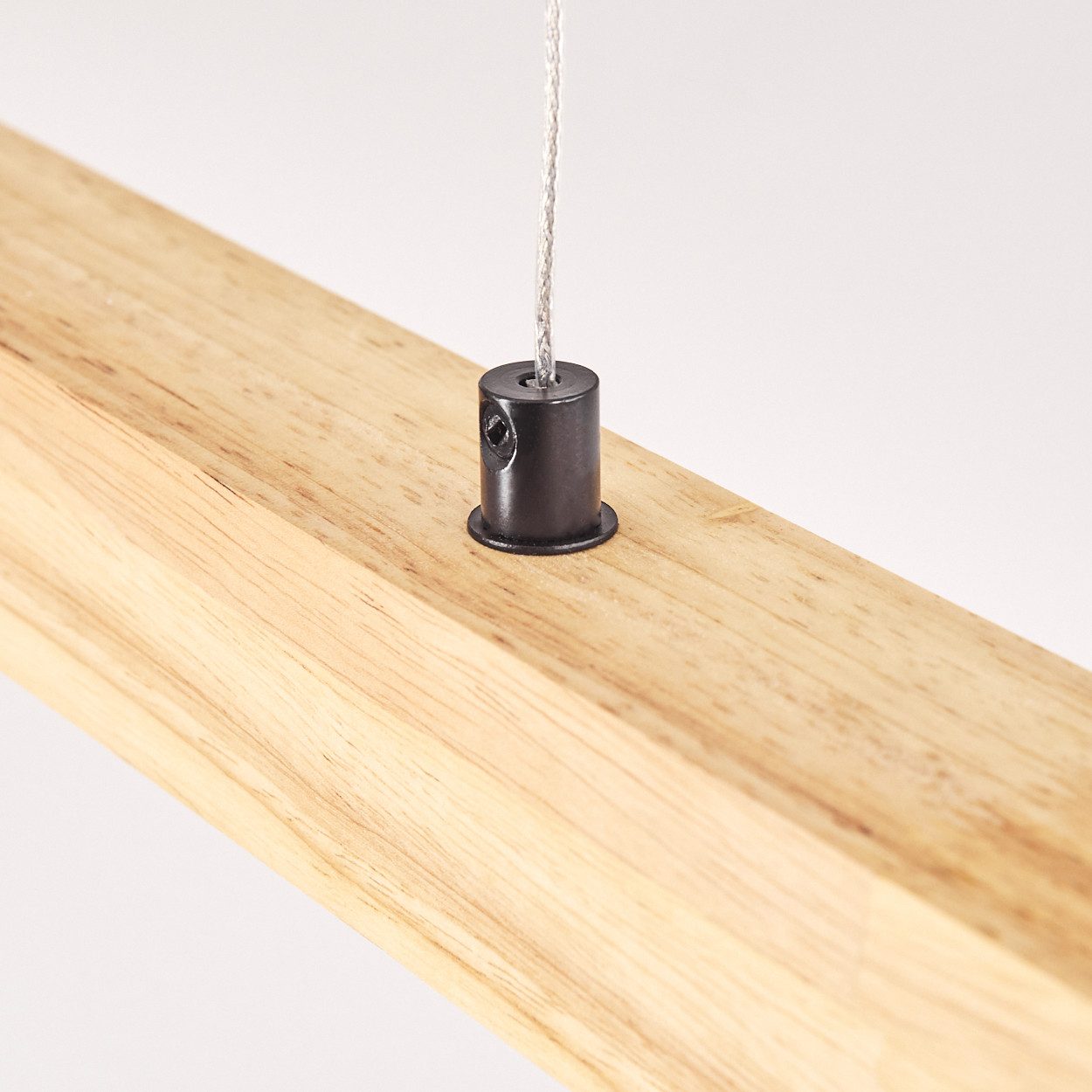 hofstein Pendelleuchte dimmbare Hängelampe aus Metall/Holz/Kunststoff in Schwarz/Naturfarben, LED wechselbar, 3000-6000 Kelvin, skandinavisches Design, Touchdimmer, LED 20 Watt, 2100 Lumen