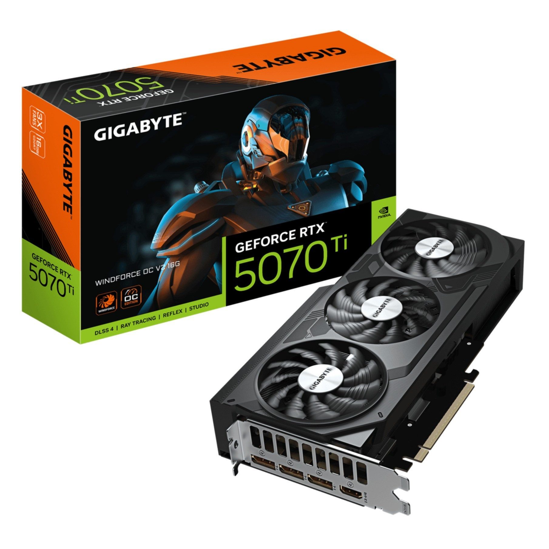Gigabyte GeForce RTX 5070 Ti WINDFORCE OC V2 16G Grafikkarte - 16GB GDDR6, 256b Grafikkarte