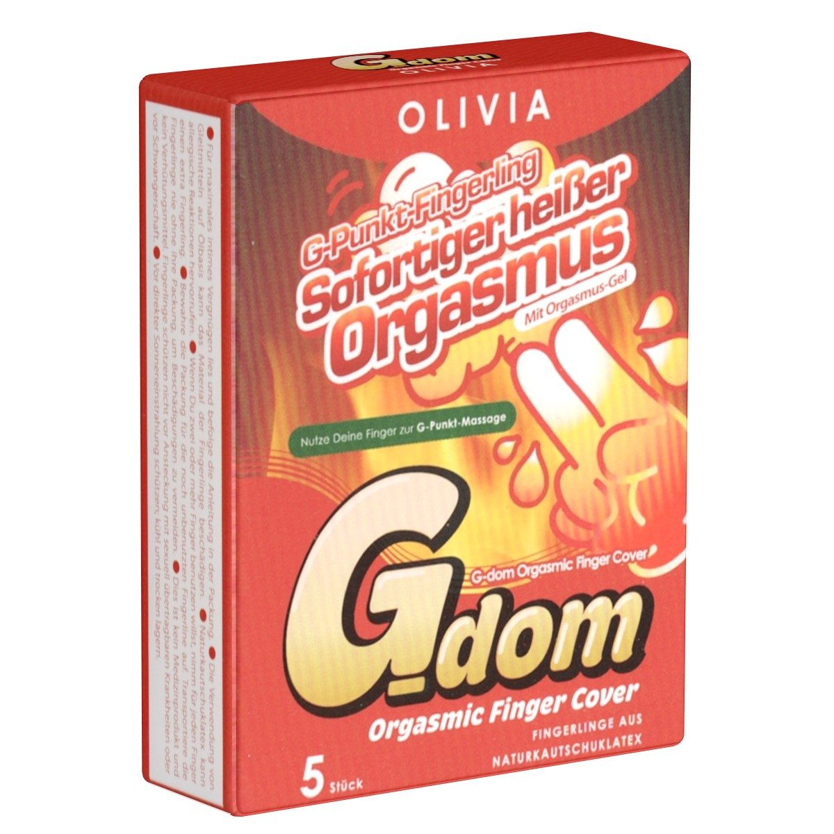 Olivia Kondome G Dom Orgasmic Packung, 5 St., Fingerlinge, wärmende Fingerkondome mit Orgasmus-Gel