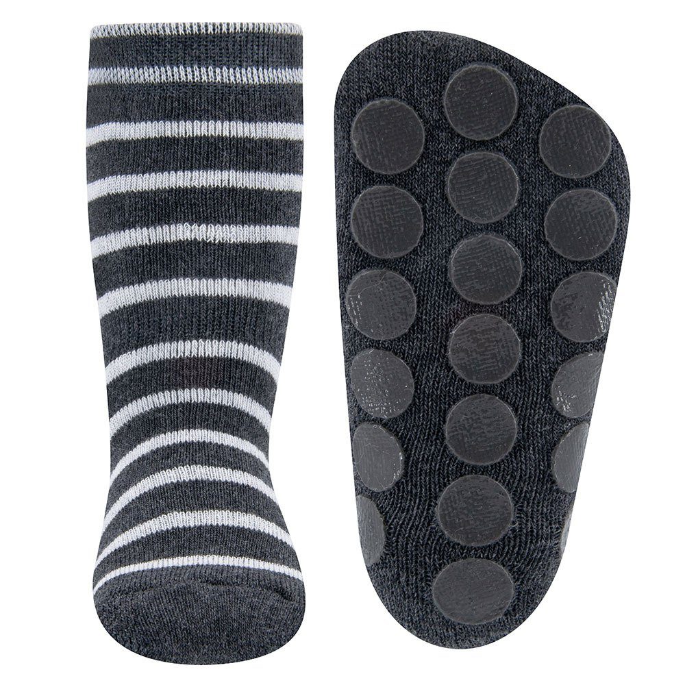 Ewers ABS-Socken Stoppersocken Dino/Ringel grau (2-Paar) ABS