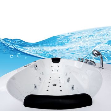 AcquaVapore Whirlpool-Badewanne Whirlpool Pool Badewanne Eckwanne W20H-TH 140x140cm, (1-tlg), Mit Fußgestell und Ablaufgarnitur