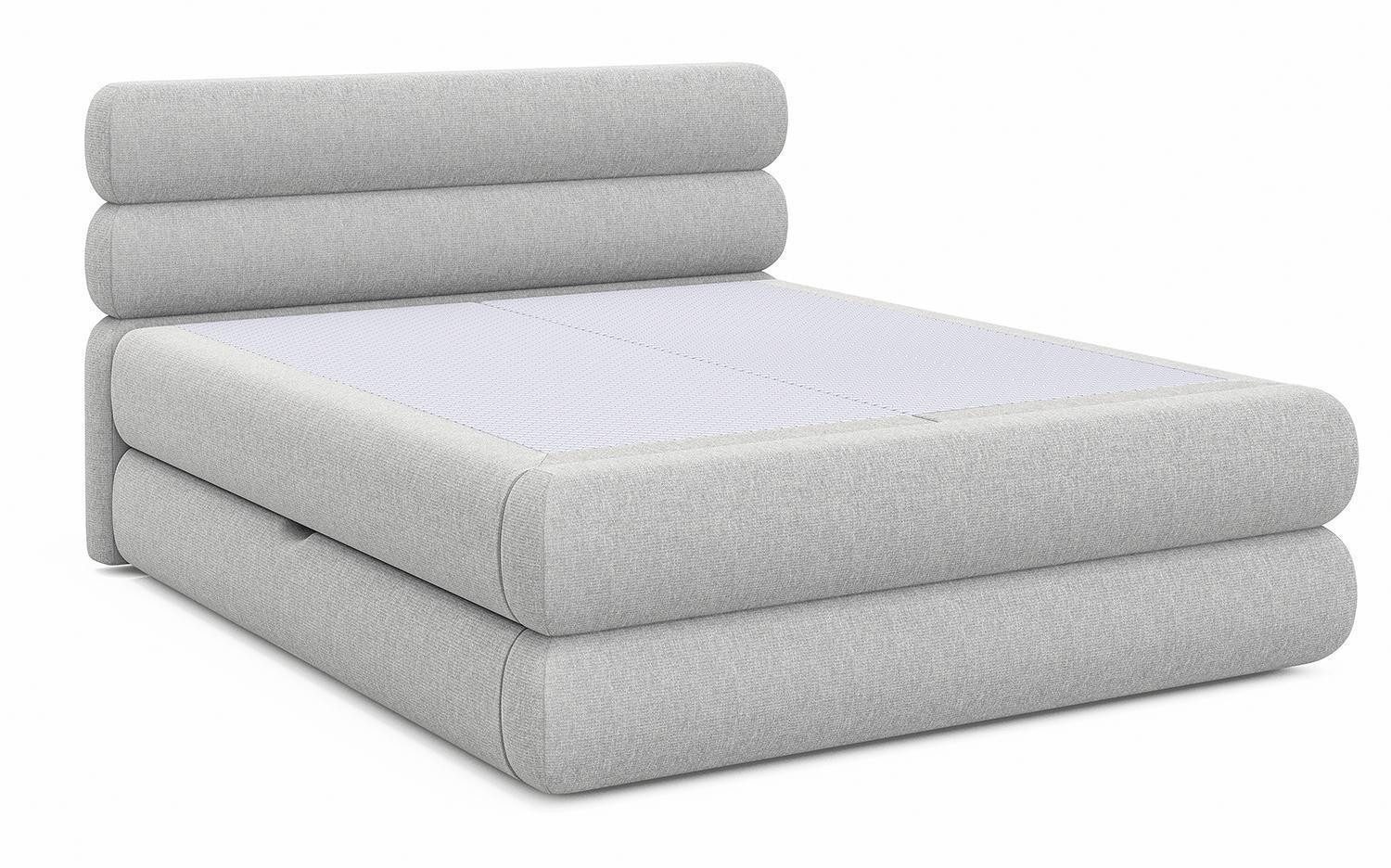 WERSAL Boxspringbett NOLIO, Hellgrau, Webstoff, Taschenfederkern, 2 Bettkästen, B 190 x H 115 x T 230 cm