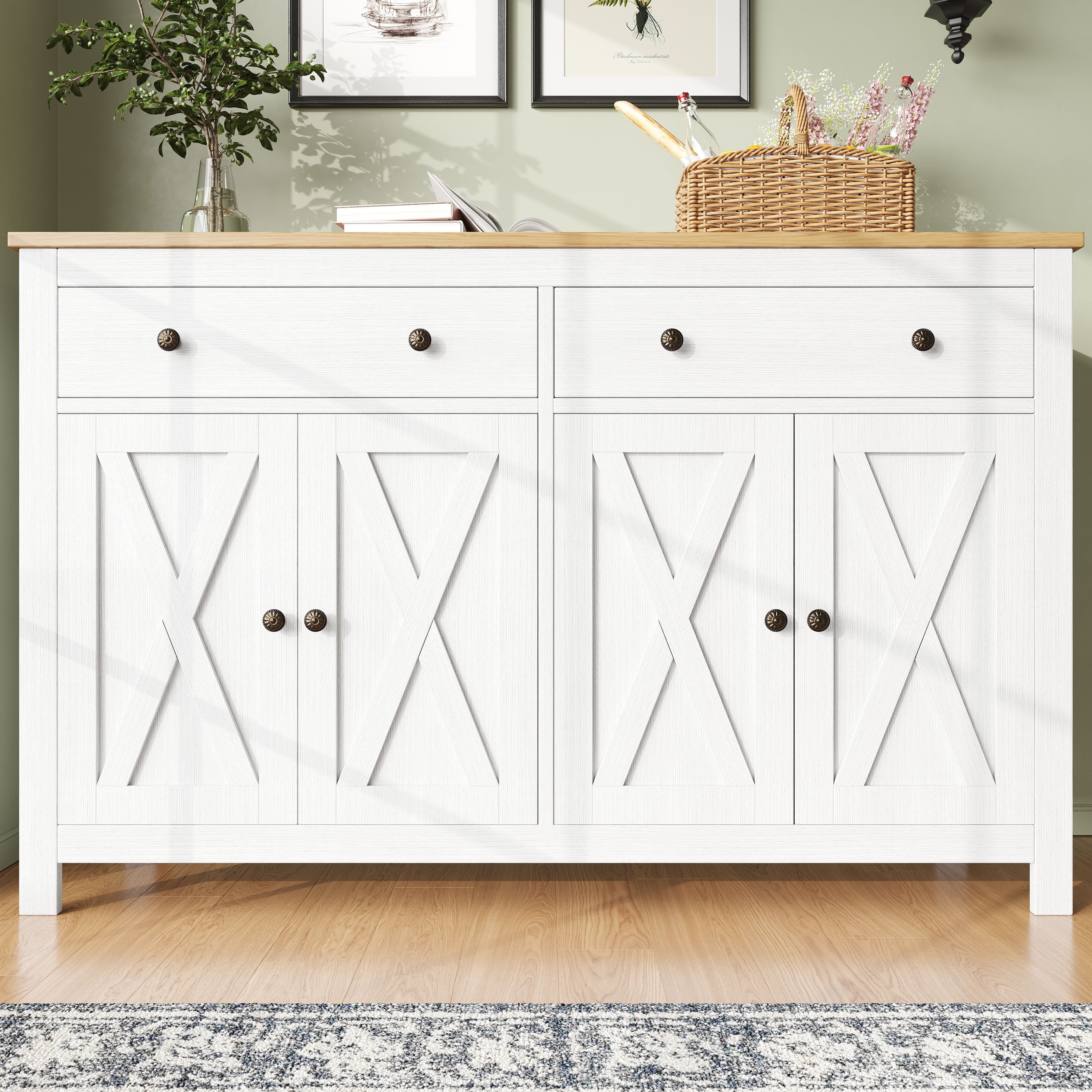 BlingBin Sideboard Küchenschrank, Buffetschrank, Aufbewahrungsschrank, Holz günstig online kaufen