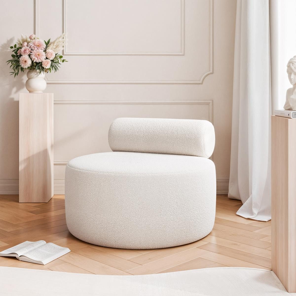 Compleo Sessel Runde Formen, Sessel für Flur, Schlafzimmer, ohne Armlehnen