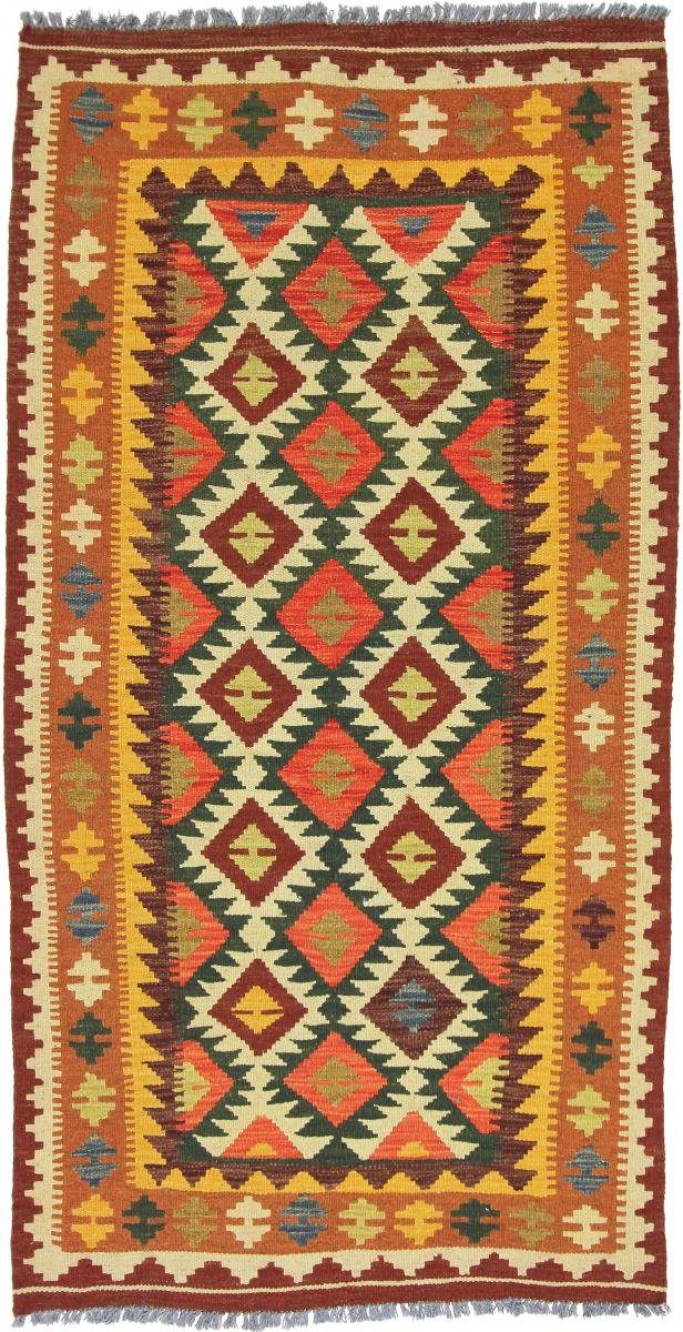 Orientteppich Kelim Afghan 103x203 Handgewebter Orientteppich Läufer, Nain Trading, rechteckig, Höhe: 3 mm