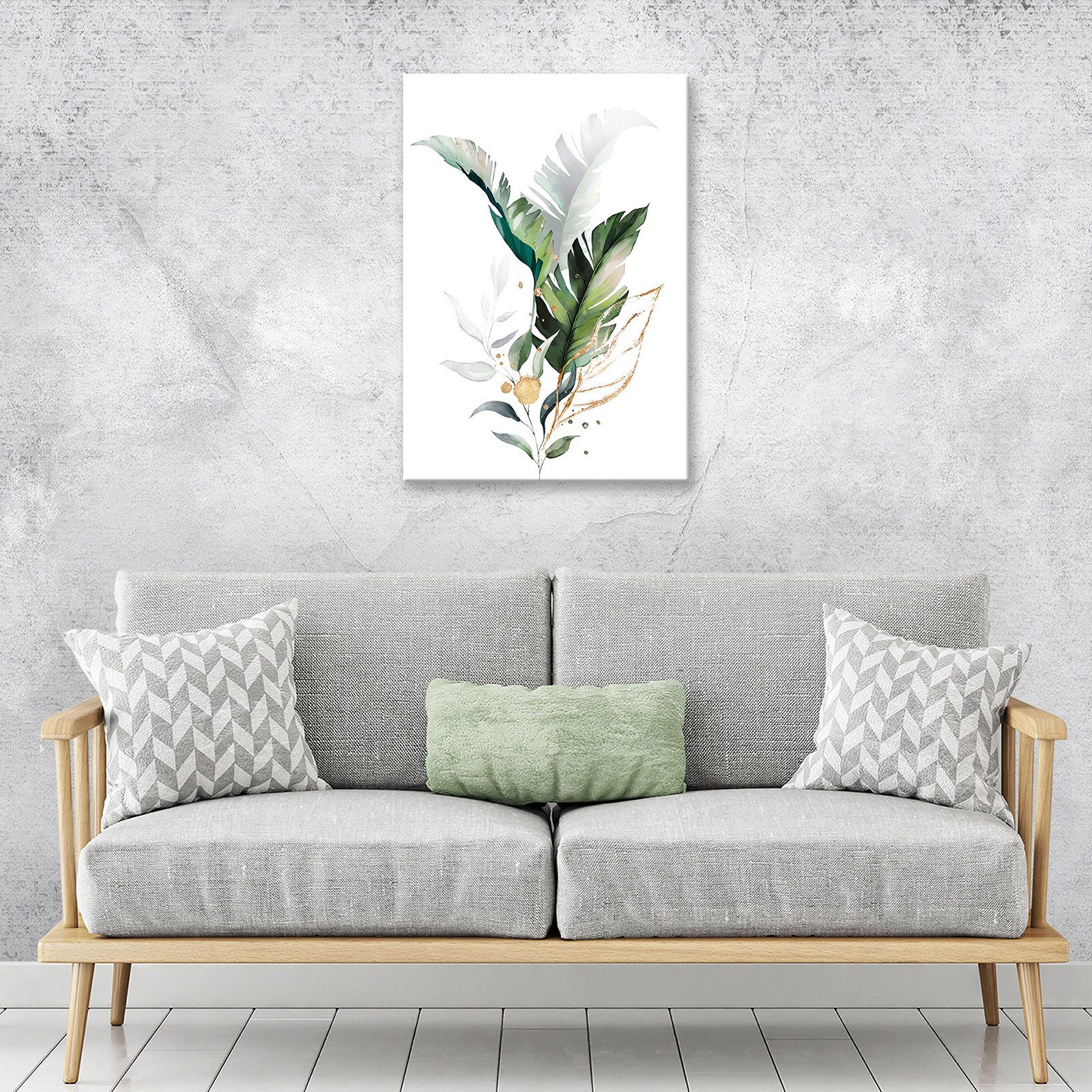 Wallarena Leinwandbild Blätter Grün Gold Abstrakt Modern Wandbilder Wand De günstig online kaufen