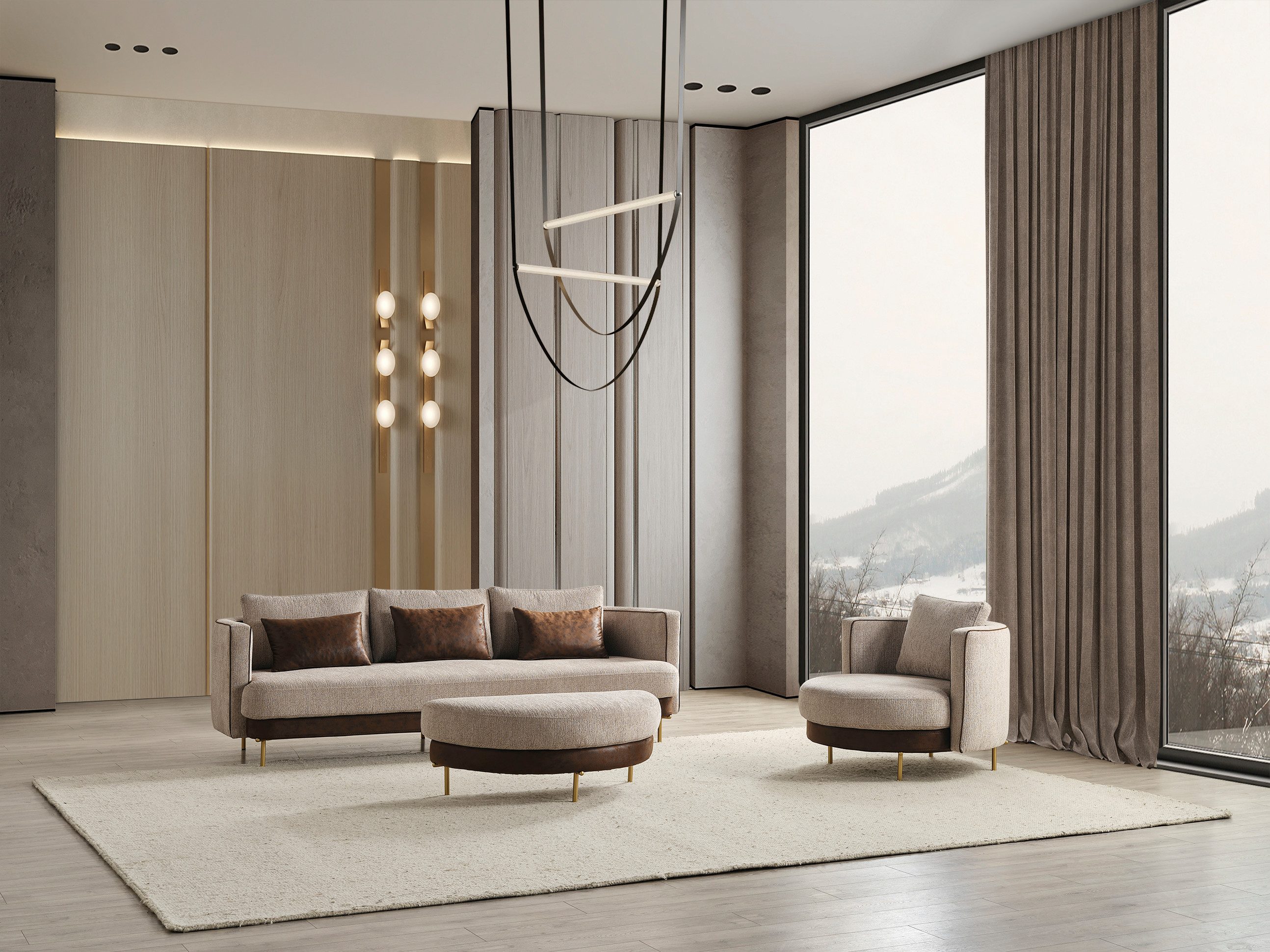 Nobelaa Sofa Sitzgruppe/Sofa Set - Wohnzimmergarnitur "Corydalis" 3+2+1 + Hocker
