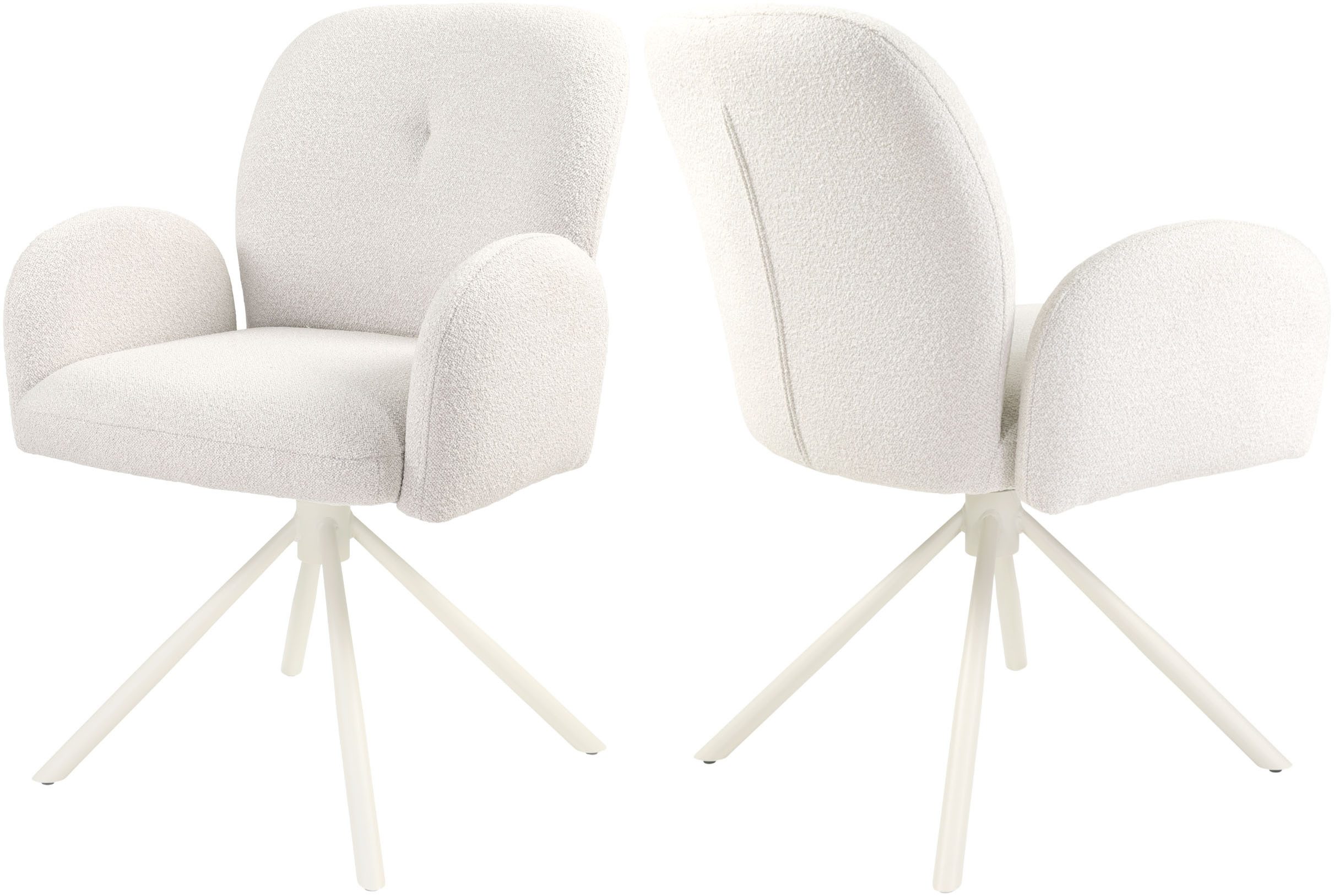 TOM TAILOR HOME Armlehnstuhl PEBBLE ARMCHAIR (Set, 2 St), Esszimmerstuhl, mit Armlehnen, 4-Fußgestell, 140 kg belastbar, drehbar