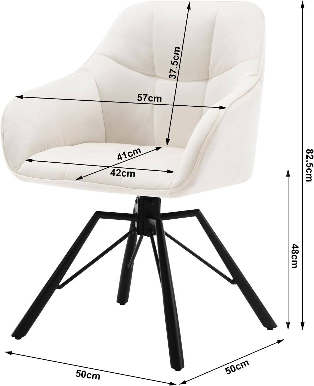 Woltu Polsterstuhl (2 St), drehbar Esszimmerstuhl mit Armlehnen Rückenlehne
