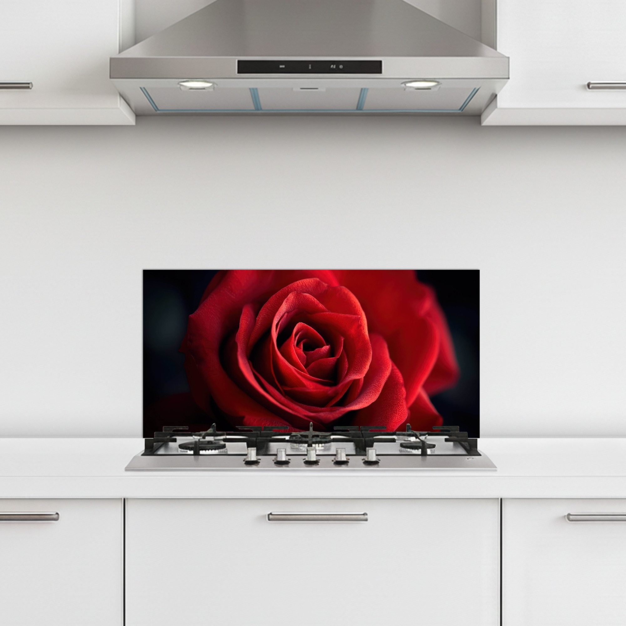KitchenYeah Küchenrückwand selbstklebend (keine Folie) Rot - Rose - Romantisch, (1-tlg), Küchenrückwand, Spritzschutz, Kitchen, 60x30 cm