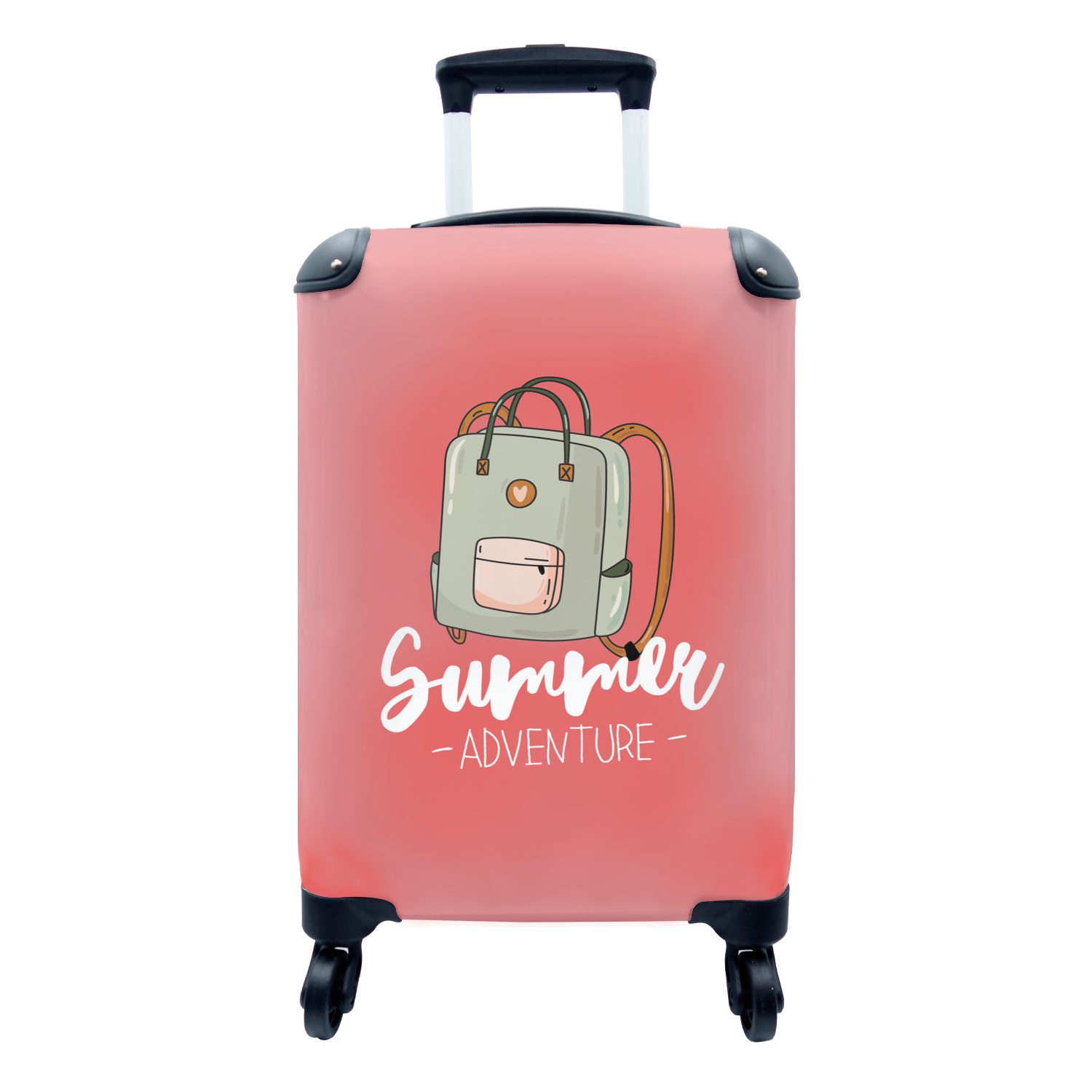 MuchoWow Handgepäckkoffer Sommer - Koffer - Grau, 4 Rollen, Reisetasche mit rollen, Handgepäck für Ferien, Trolley, Reisekoffer