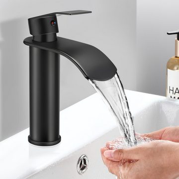 oyajia Waschtischarmatur Kurz Schwarzer Wasserhahn Bad 18 cm, Modern Edelstahl Bad Wasserhahn Kurz Waschtischarmatur Armatur Waschbecke Waschtischarmatur Badarmatur