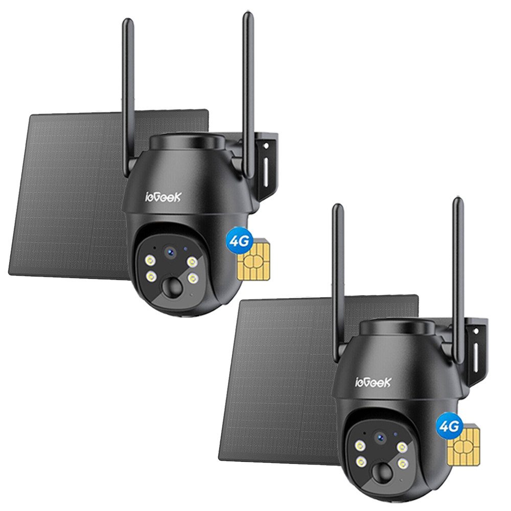 TWUFY IP-Überwachungskamera 4G LTE Überwachungskamera Aussen Akku mit SIM Karte (Außenbereich, 2K Kabellos Solar PTZ Kamera Ohne WLAN Outdoor, 2-tlg., 355°/100° Schwenkbar, Farb-Nachtsicht, Lokaler/Cloud Speicher, Audio, PIR Erkennung,Solar PTZ IP Kamera Outdoor)