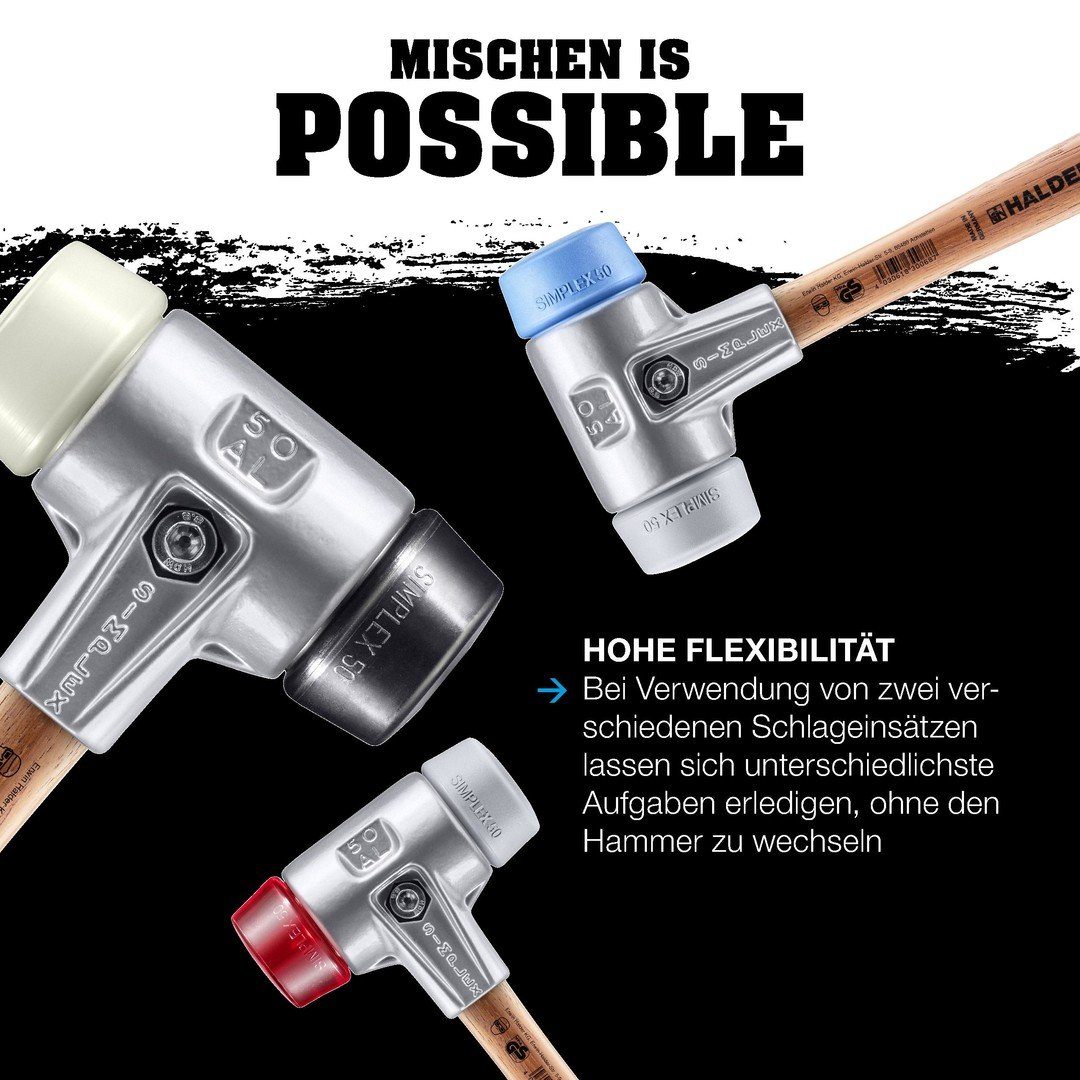 Gummihammer HALDER SIMPLEX Schonhammer Ø 60 mm Gummi / Superplastik mit Aluminiumg