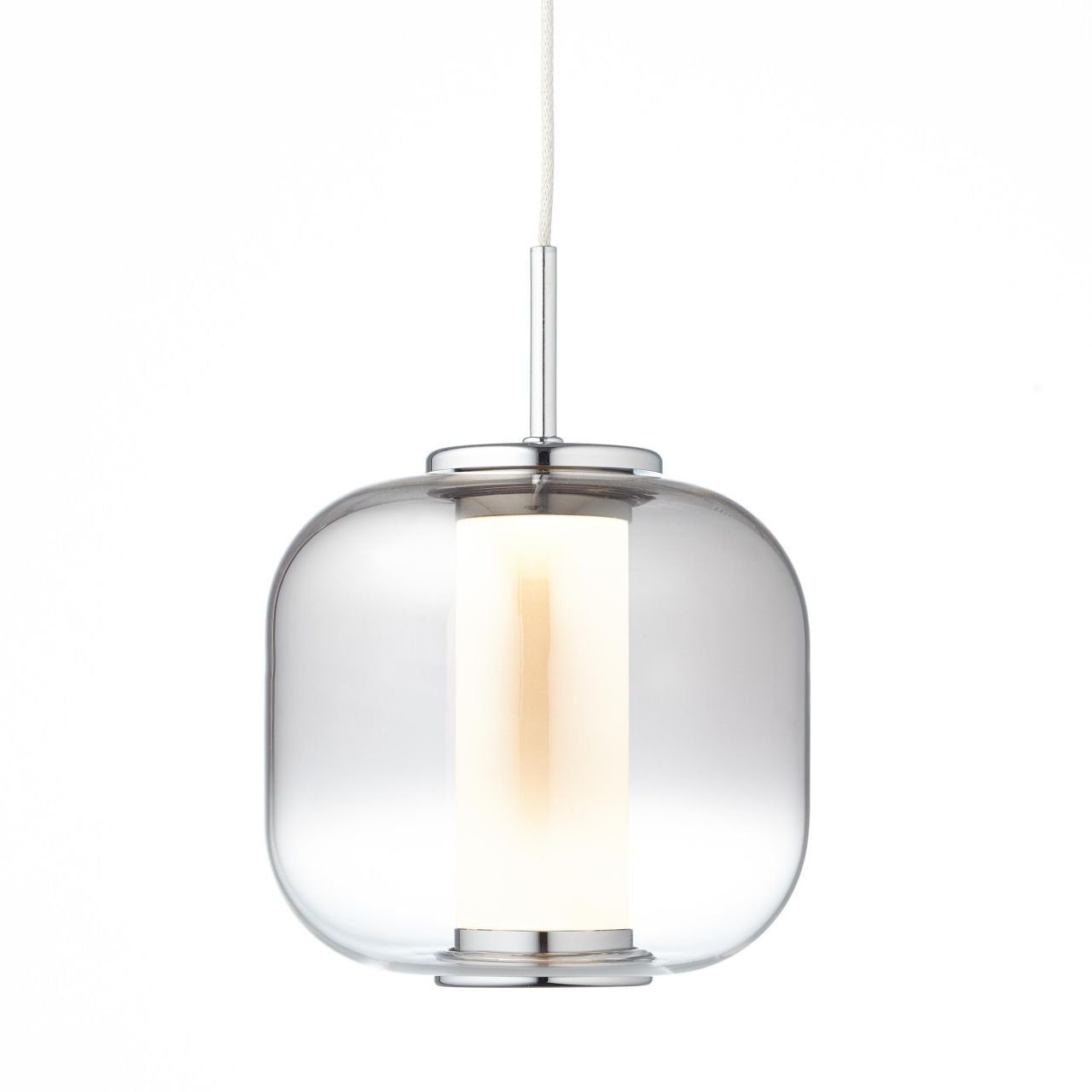 Brilliant Pendelleuchte Rafa, LED wechselbar, Warmweiß, LED Hängelampe 1flg chrom/rauchglas