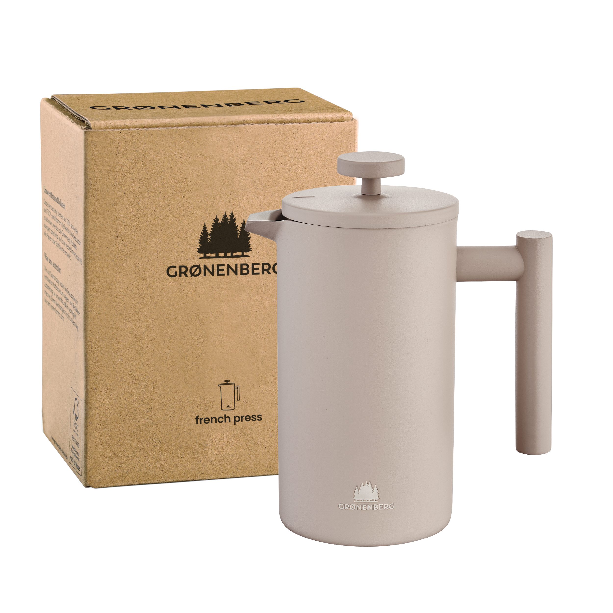 GRØNENBERG Френч прессы Kanne 0,6 oder 1 Liter l Edelstahl Кофеварки mit Thermo Effekt, 0.6l Kaffeekanne, Kaffeepresse inkl. 3 Ersatz-Filter