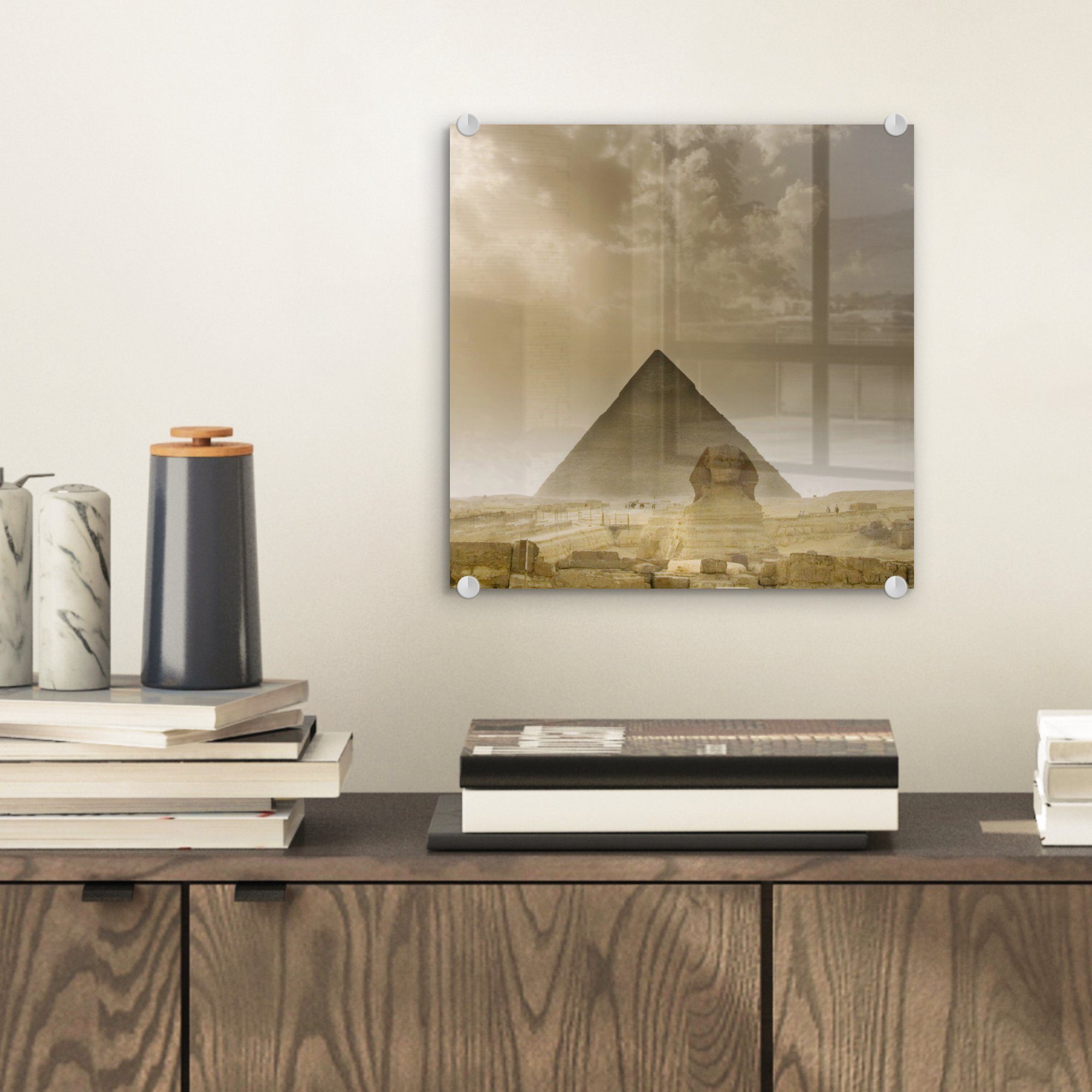Sandsturm, Bilder (1 - - Wanddekoration Acrylglasbild auf - Sphinx Foto Wandbild St), auf MuchoWow einem Glasbilder Glas Glas in