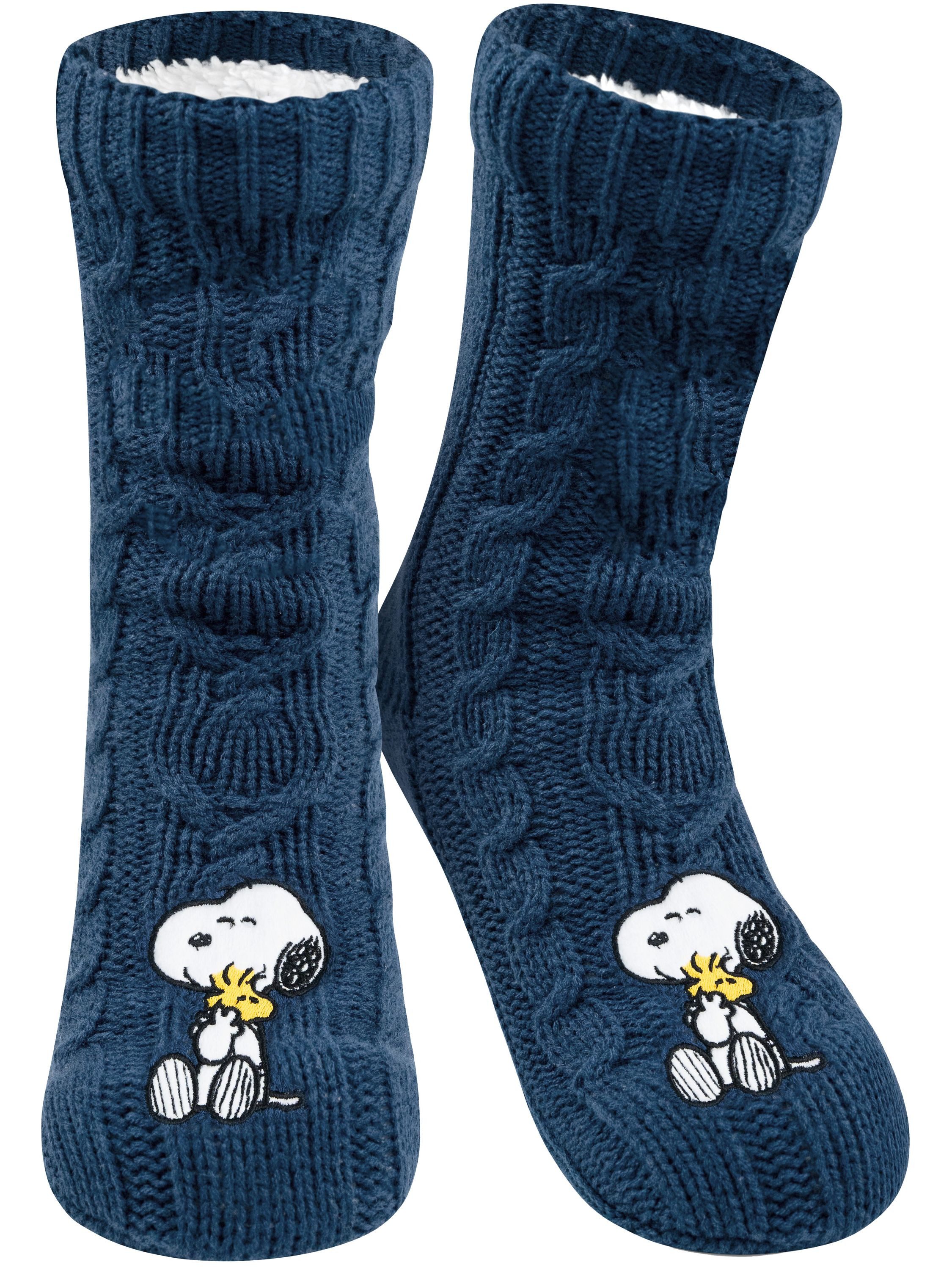 United Labels® Haussocken Peanuts Snoopy Hüttensocken Strick Haussocken Kuschelsocken