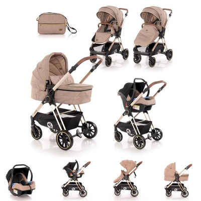 Lorelli Kombi-Kinderwagen Kombikinderwagen Angel 3 in 1, Gummiräder Autositz Babywanne Sportsitz