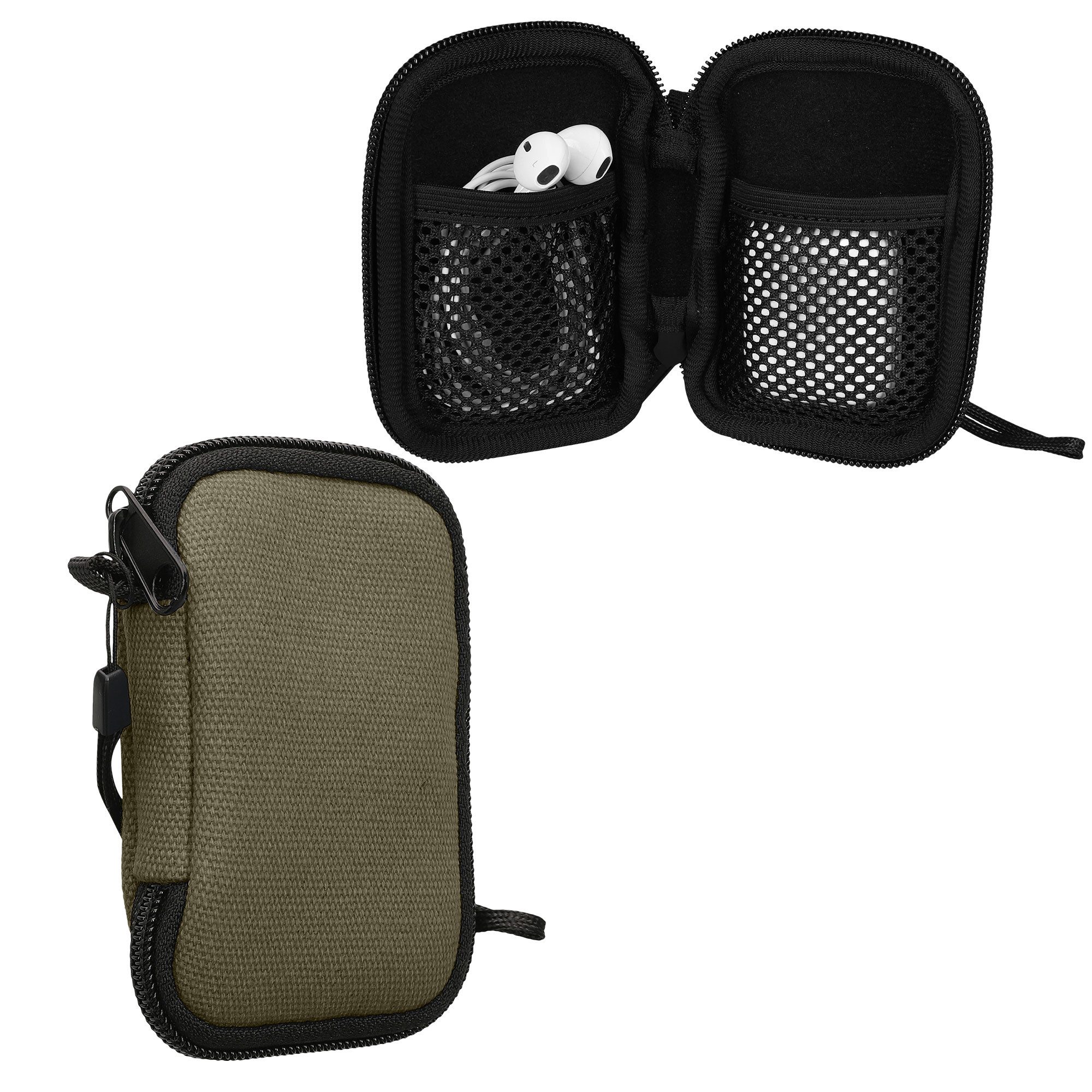 kwmobile Etui In-Ear Kopfhörer Tasche für in-ear Headphones Hülle, Canvas Cover Case - 6 x 9 cm Innenmaße - Etui