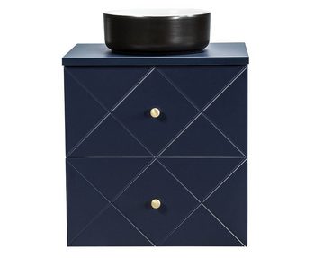 einfachgutemoebel Waschtisch-Set Badezimmer Set 2-teilig BLUMOND 60cm, Aufsatzbecken SW, Dark Blue, (Badmöbel Set, 1-St., Badmöbel Waschtisch-Set 2-teilig)