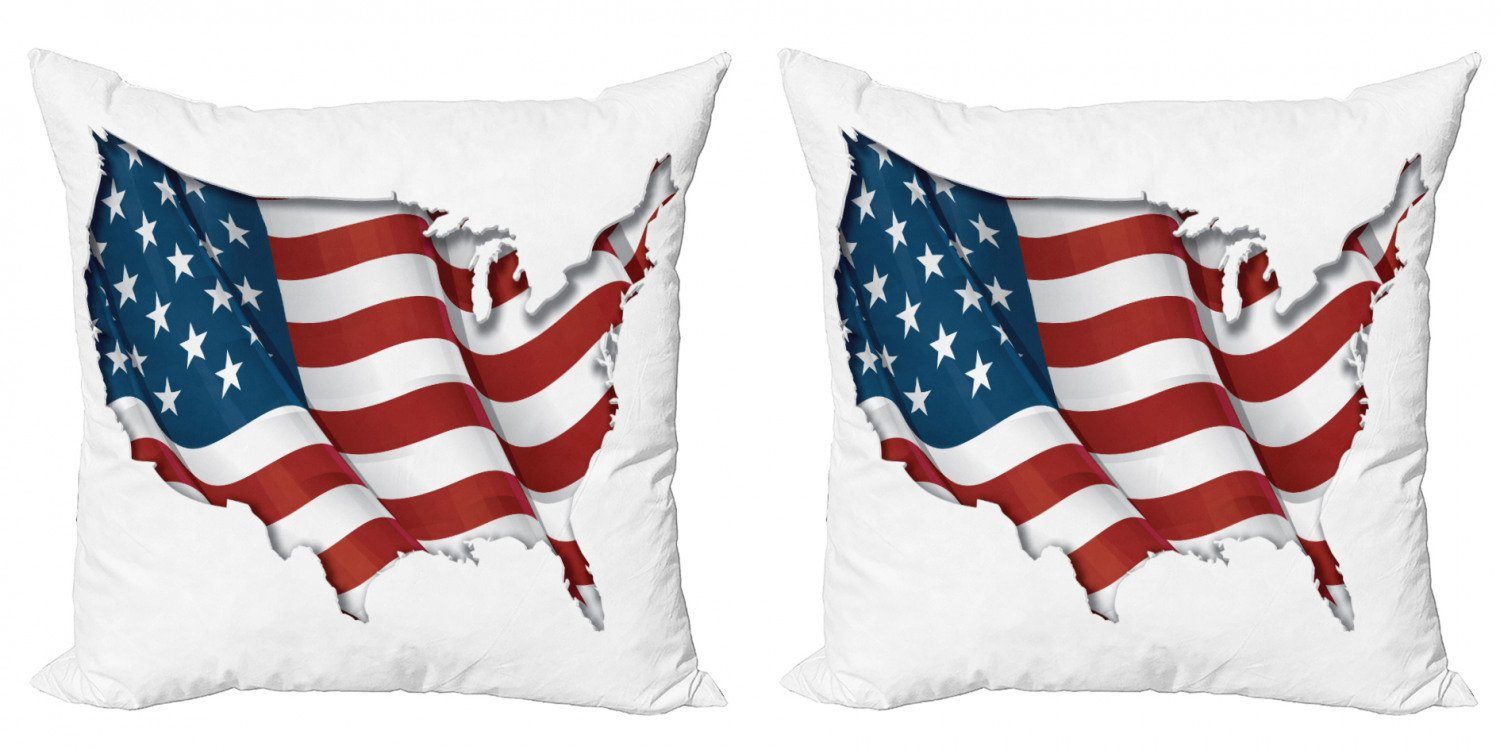 Kissenbezüge Modern Accent Doppelseitiger Digitaldruck, Abakuhaus (2 Stück), amerikanisch Patriotische USA-Flagge schwenkt