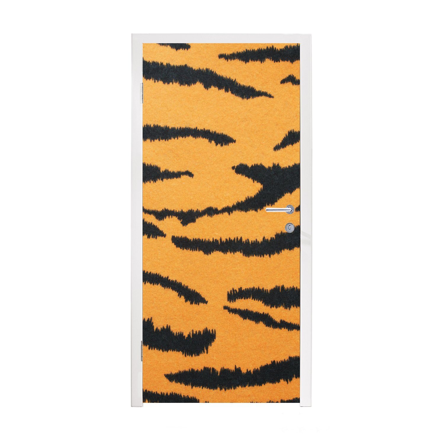 MuchoWow Türtapete Tigerdruck - Braun - Orange, Matt, bedruckt, (1 St), Fototapete für Tür, Türaufkleber, 75x205 cm