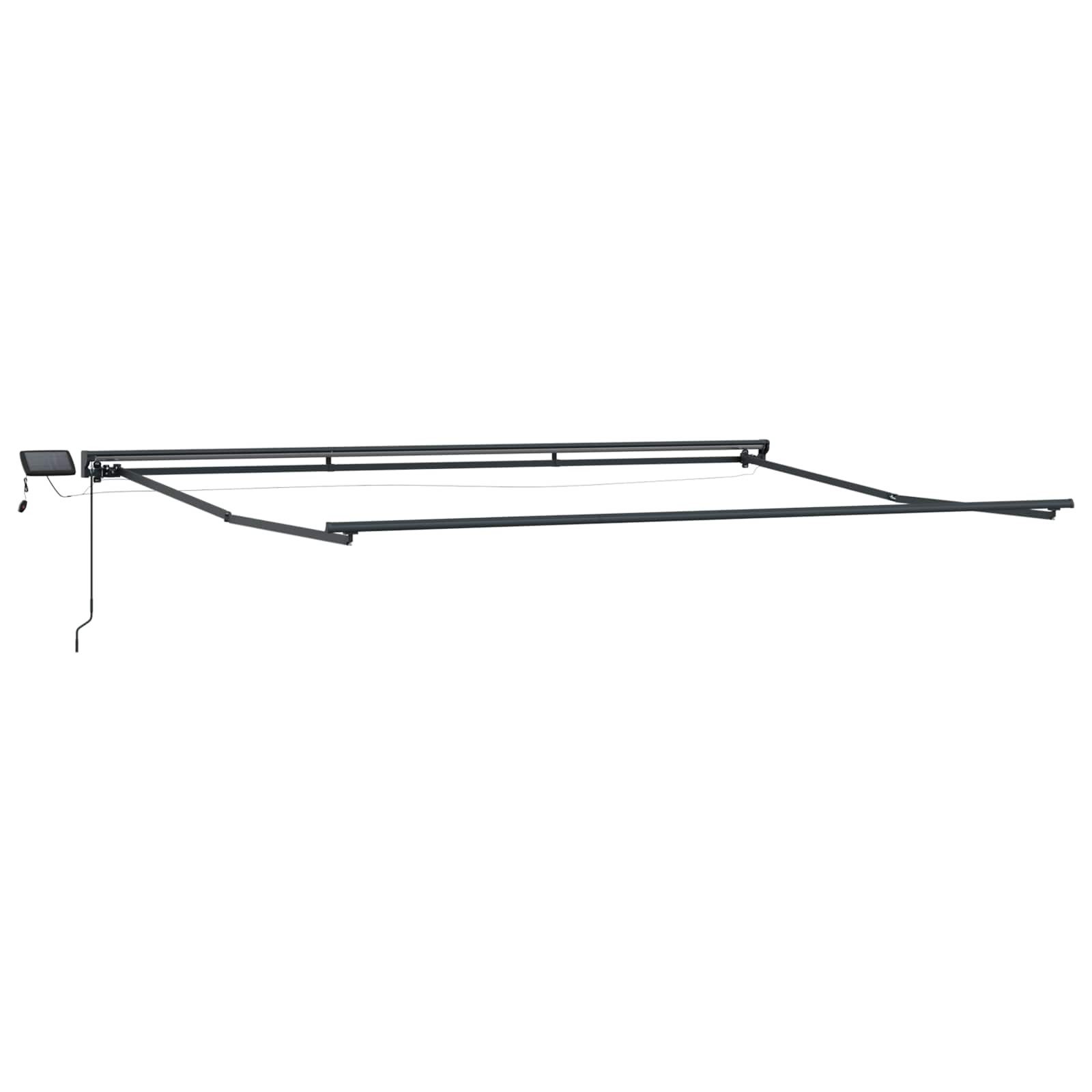 vidaXL Markise Manueller Markisenrahmen mit LEDs Anthrazit 4 x 2 m Aluminium (1-St)